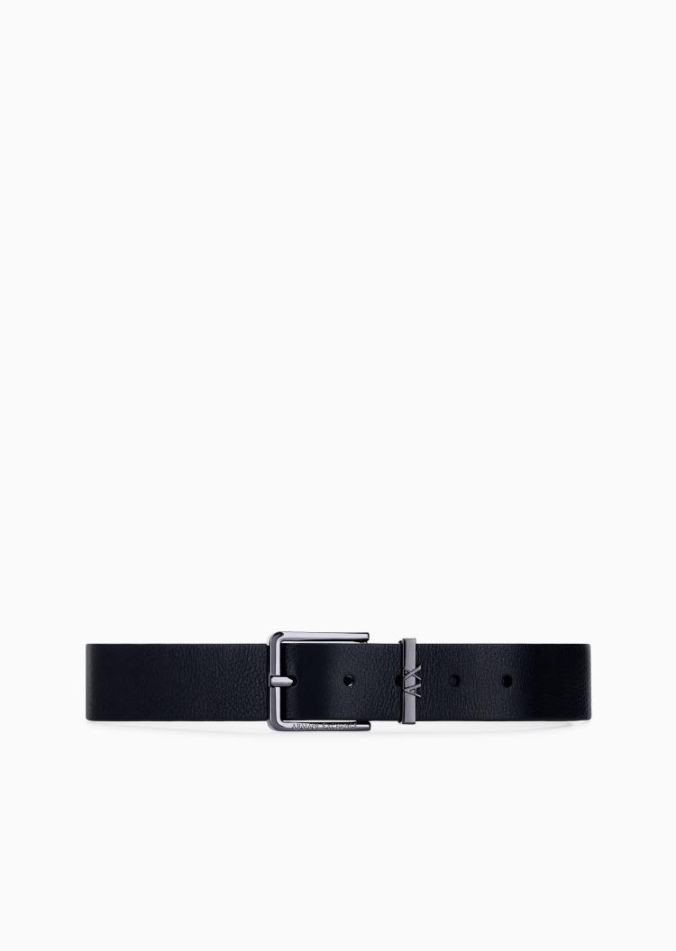 ARMANI EXCHANGE 男士矩形带扣纯色商务休闲针扣腰带