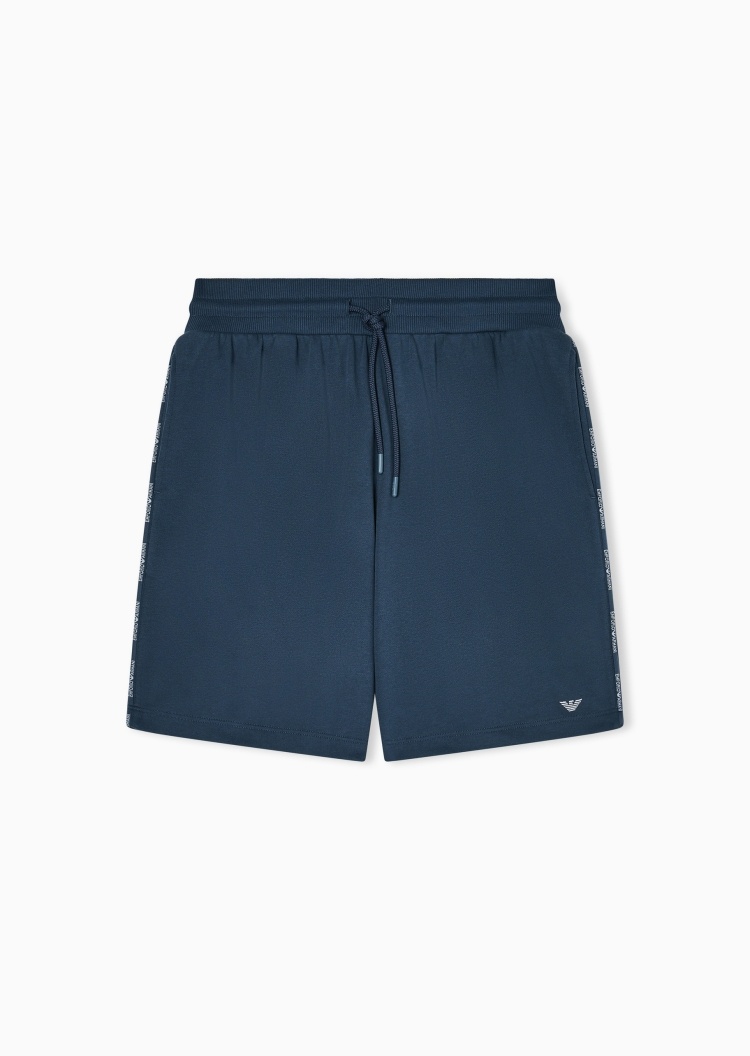 Emporio Armani 男士系带腰直筒刺绣休闲家居短裤