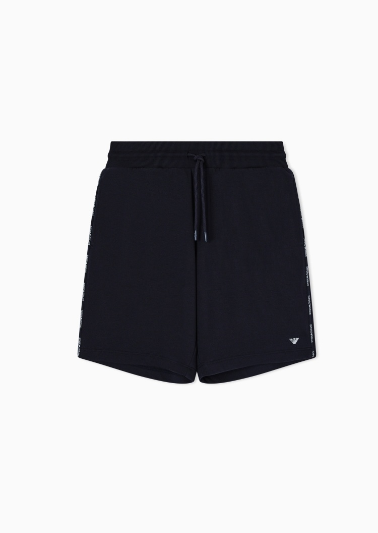Emporio Armani 男士系带腰直筒刺绣休闲家居短裤