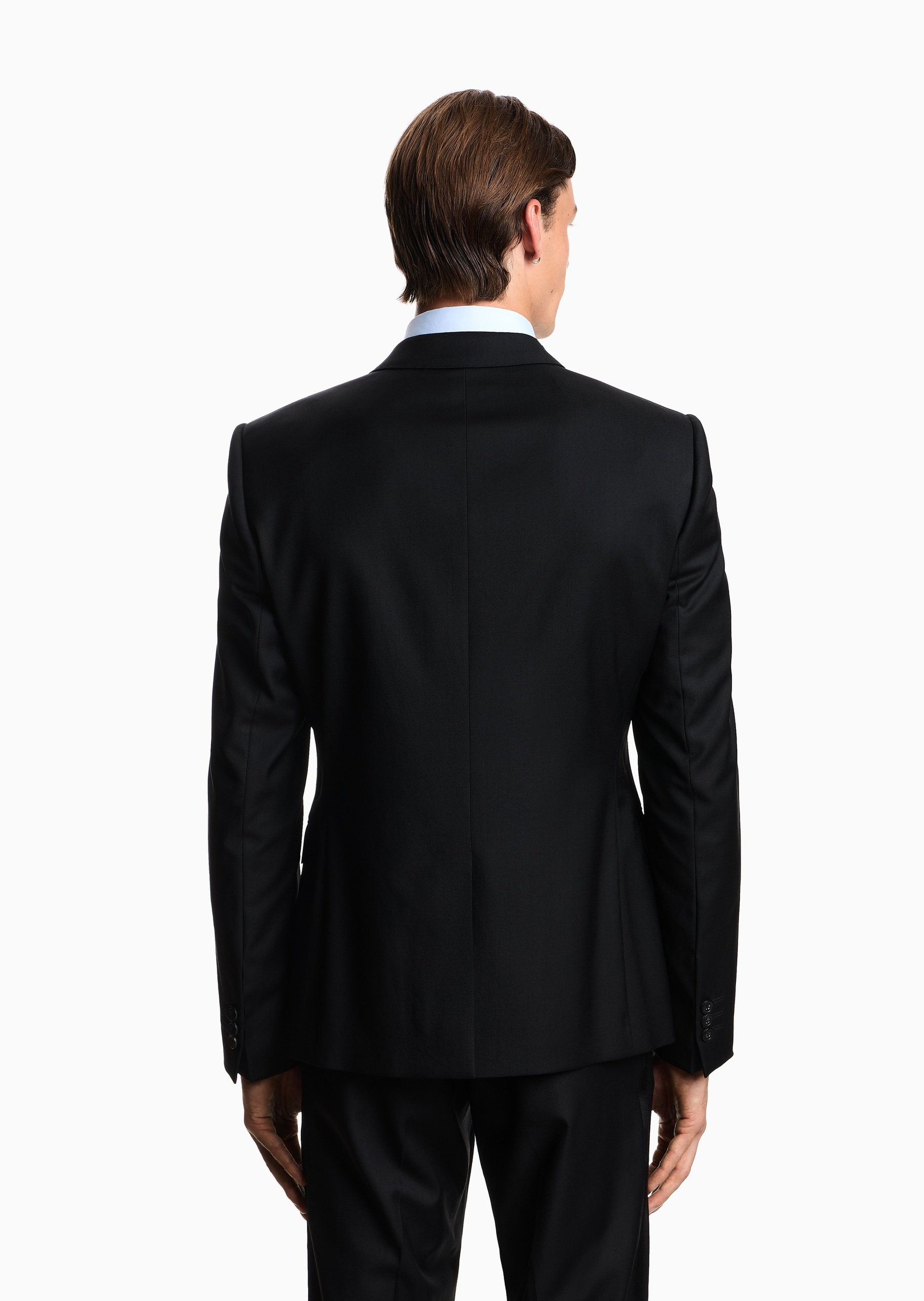 Emporio Armani 男士全绵羊毛合身长袖平驳领西装外套