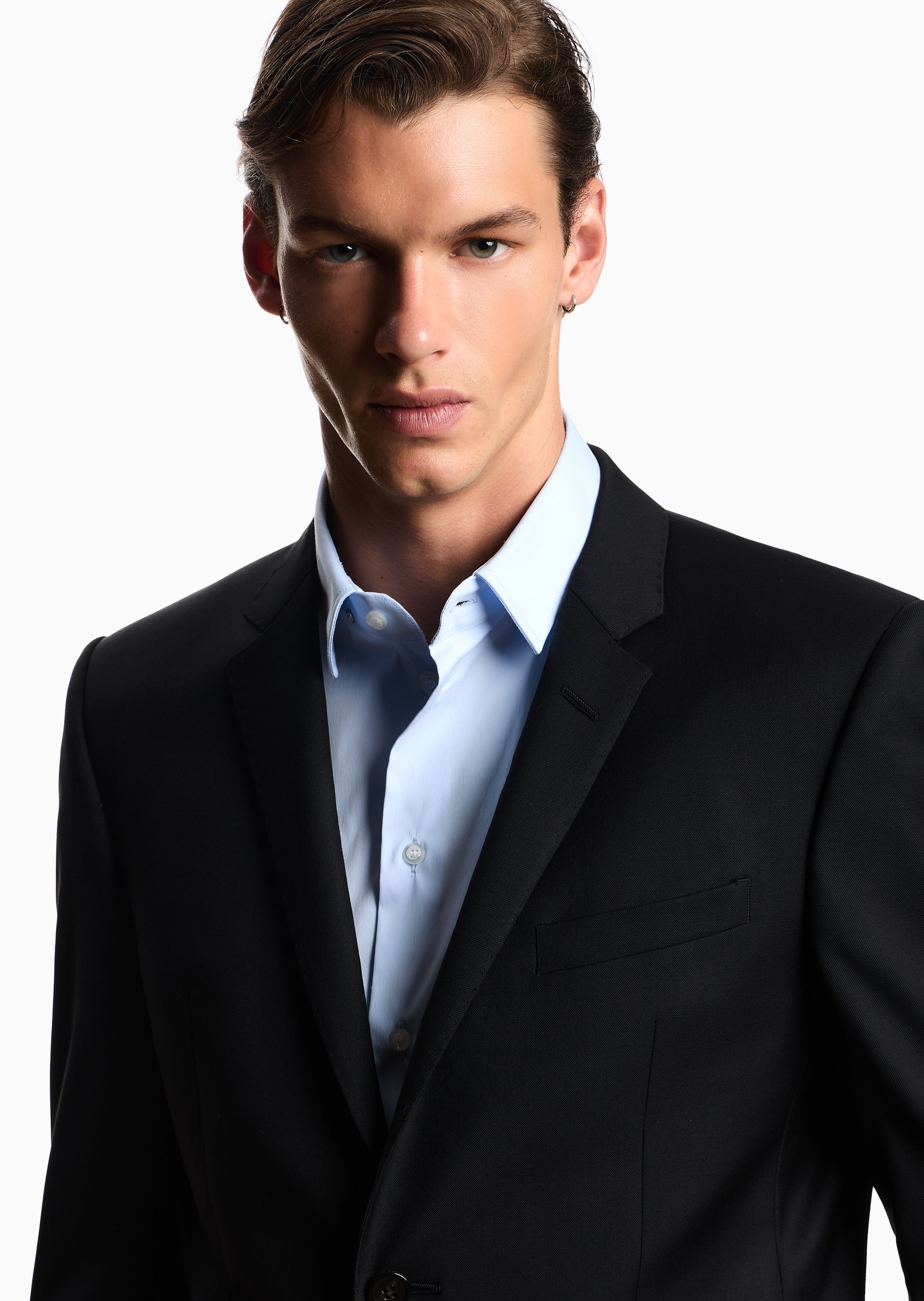 Emporio Armani 男士全绵羊毛合身长袖平驳领西装外套