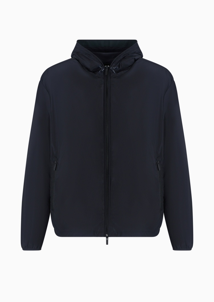 ARMANI EXCHANGE 男士合身长袖连帽拉链门襟纯色夹克