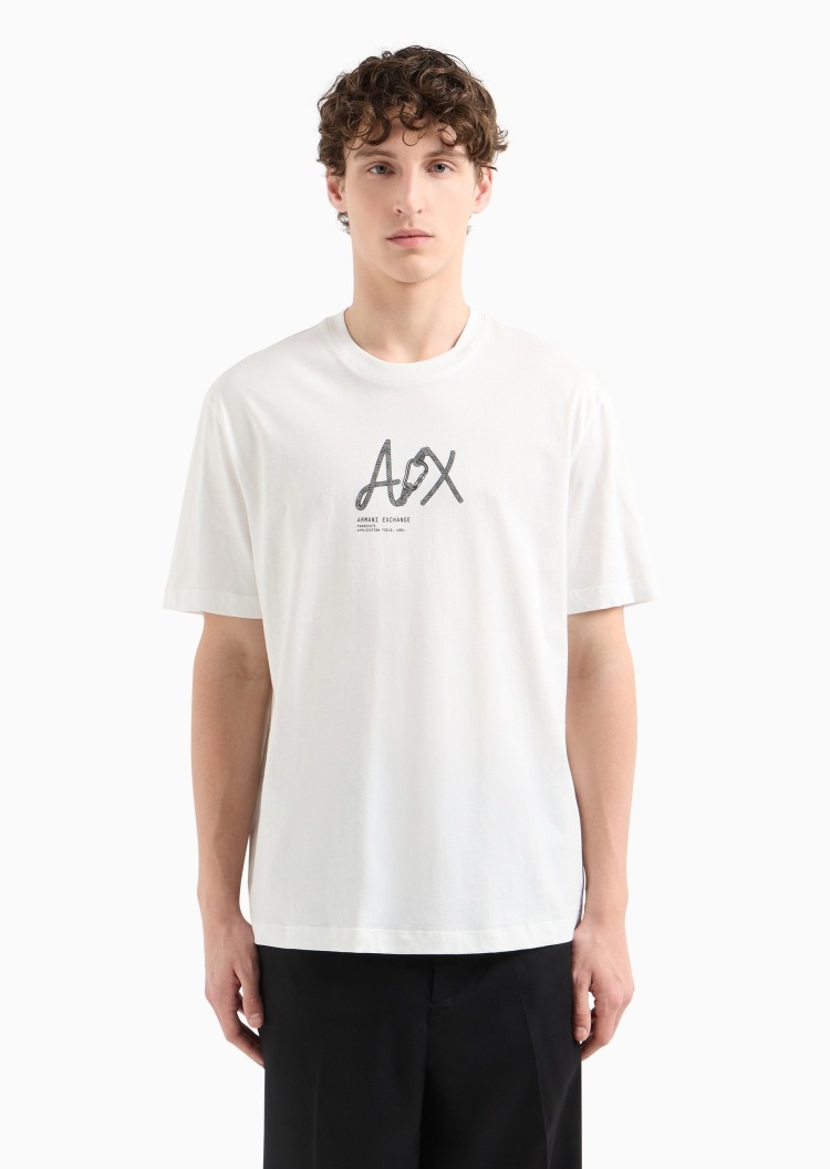 ARMANI EXCHANGE 男女同款全棉宽松短袖圆领LOGO印花T恤