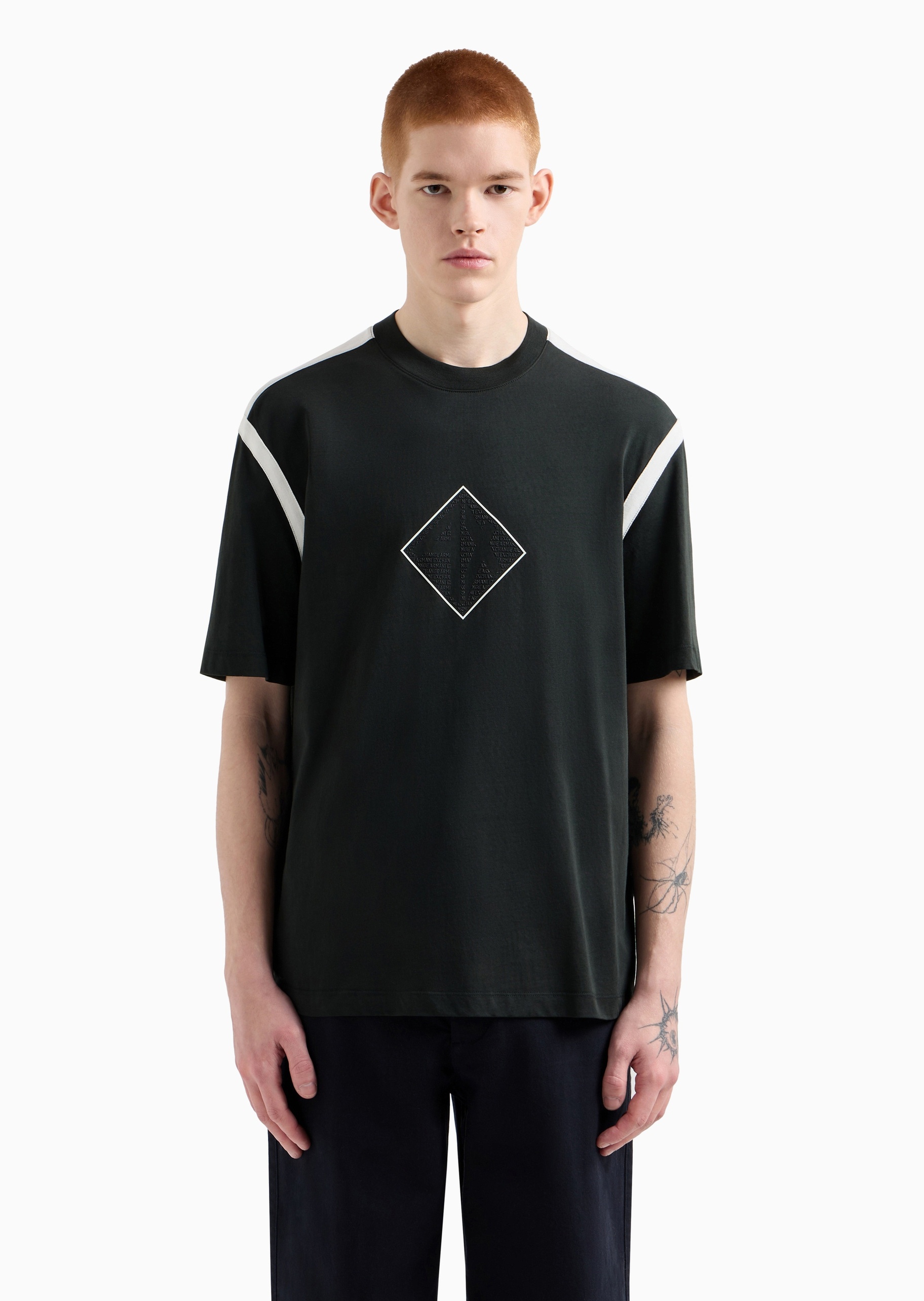 ARMANI EXCHANGE 男士全棉宽松短袖圆领印花休闲T恤