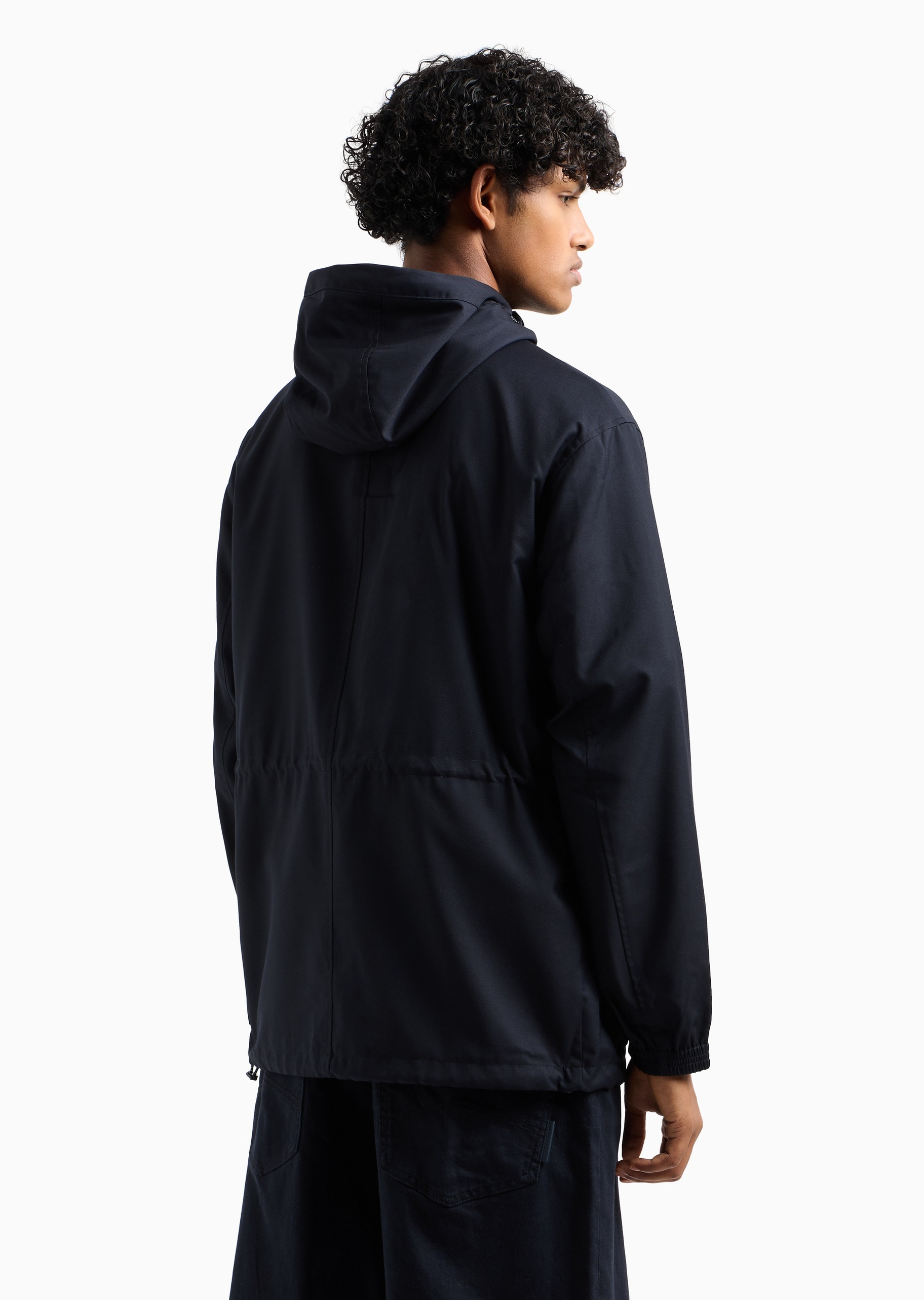 ARMANI EXCHANGE 男士合身长袖连帽翻盖口袋工装夹克