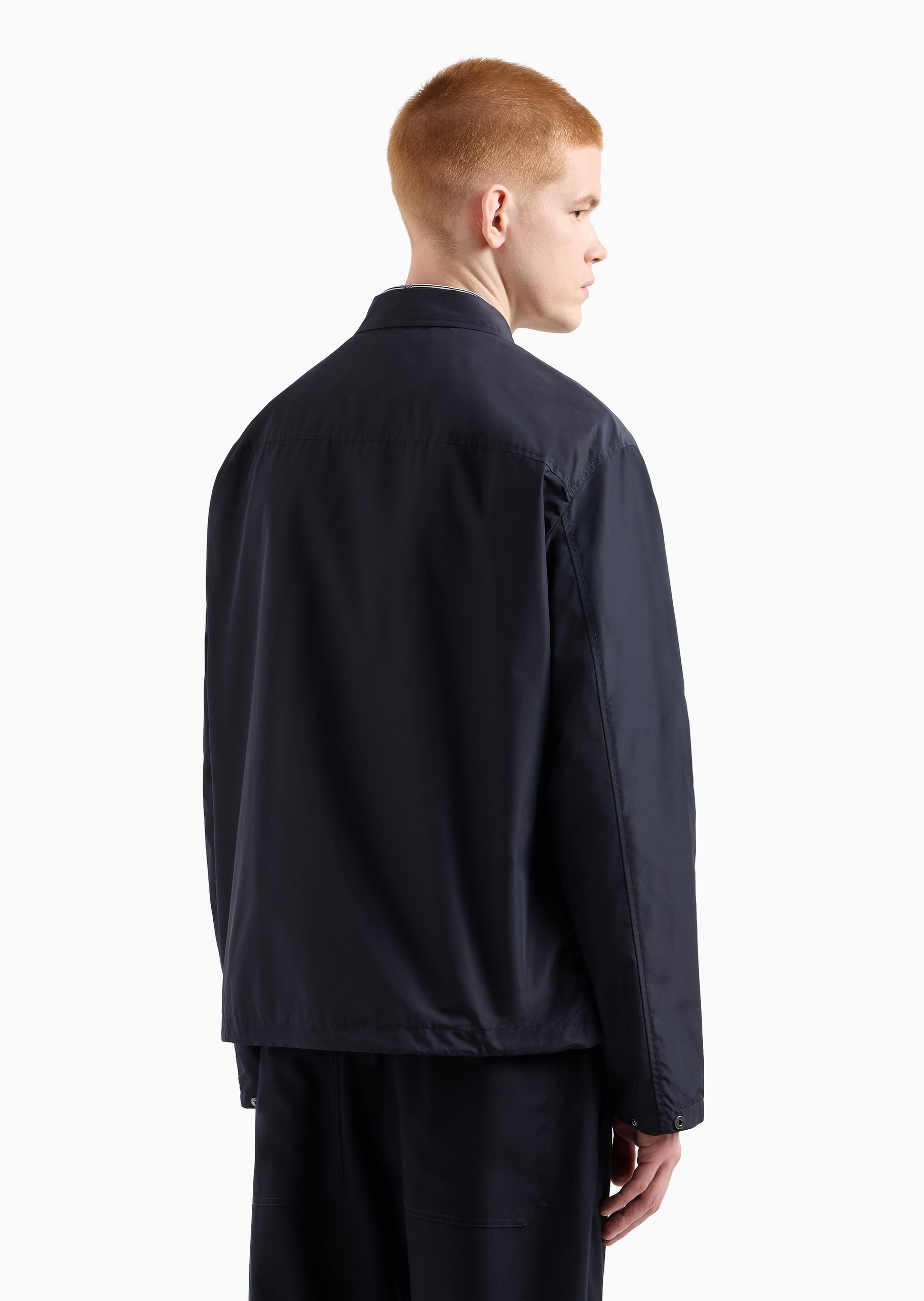 ARMANI EXCHANGE 男士宽松长袖翻领纯色休闲工装衬衫