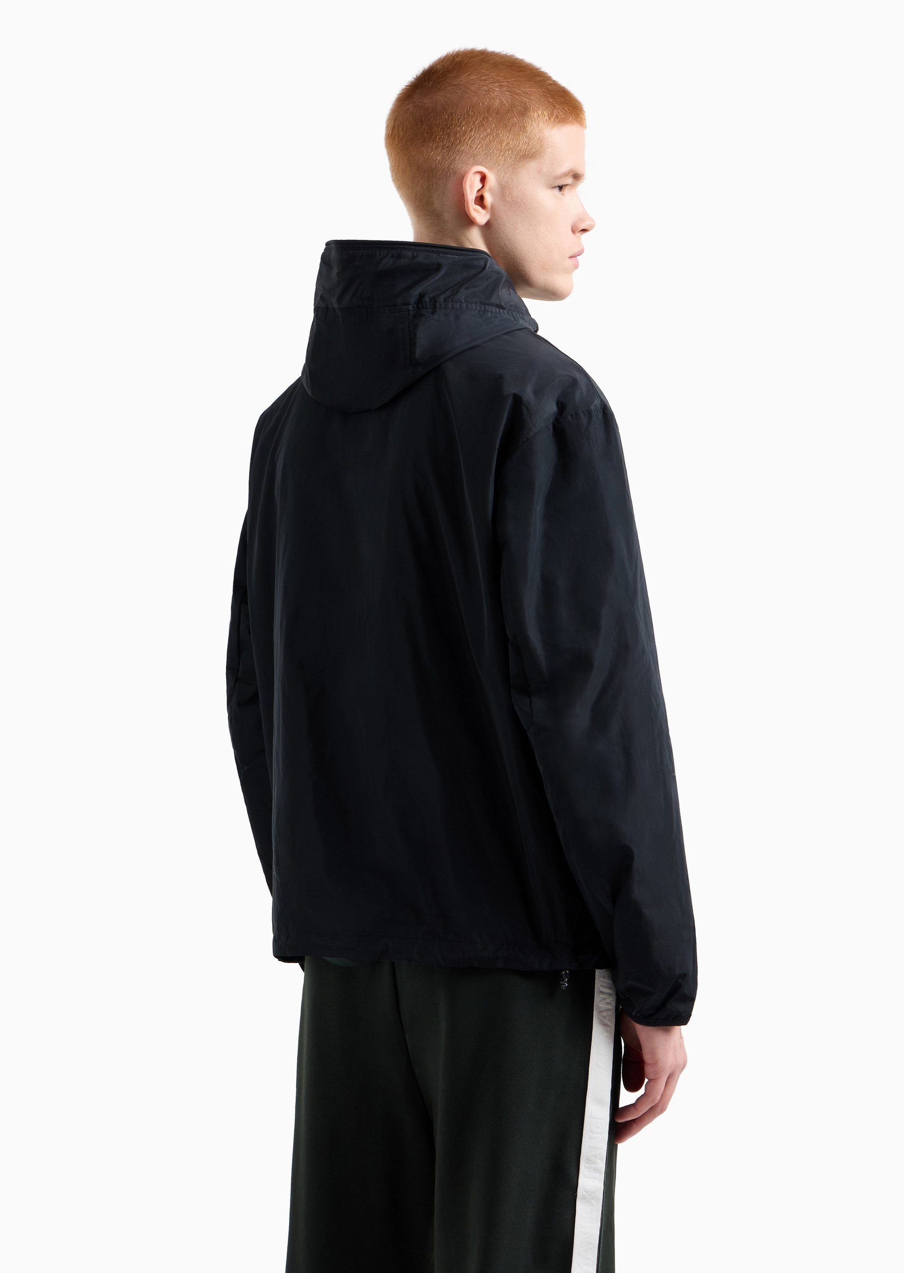 ARMANI EXCHANGE 男士合身长袖连帽拉链门襟纯色夹克