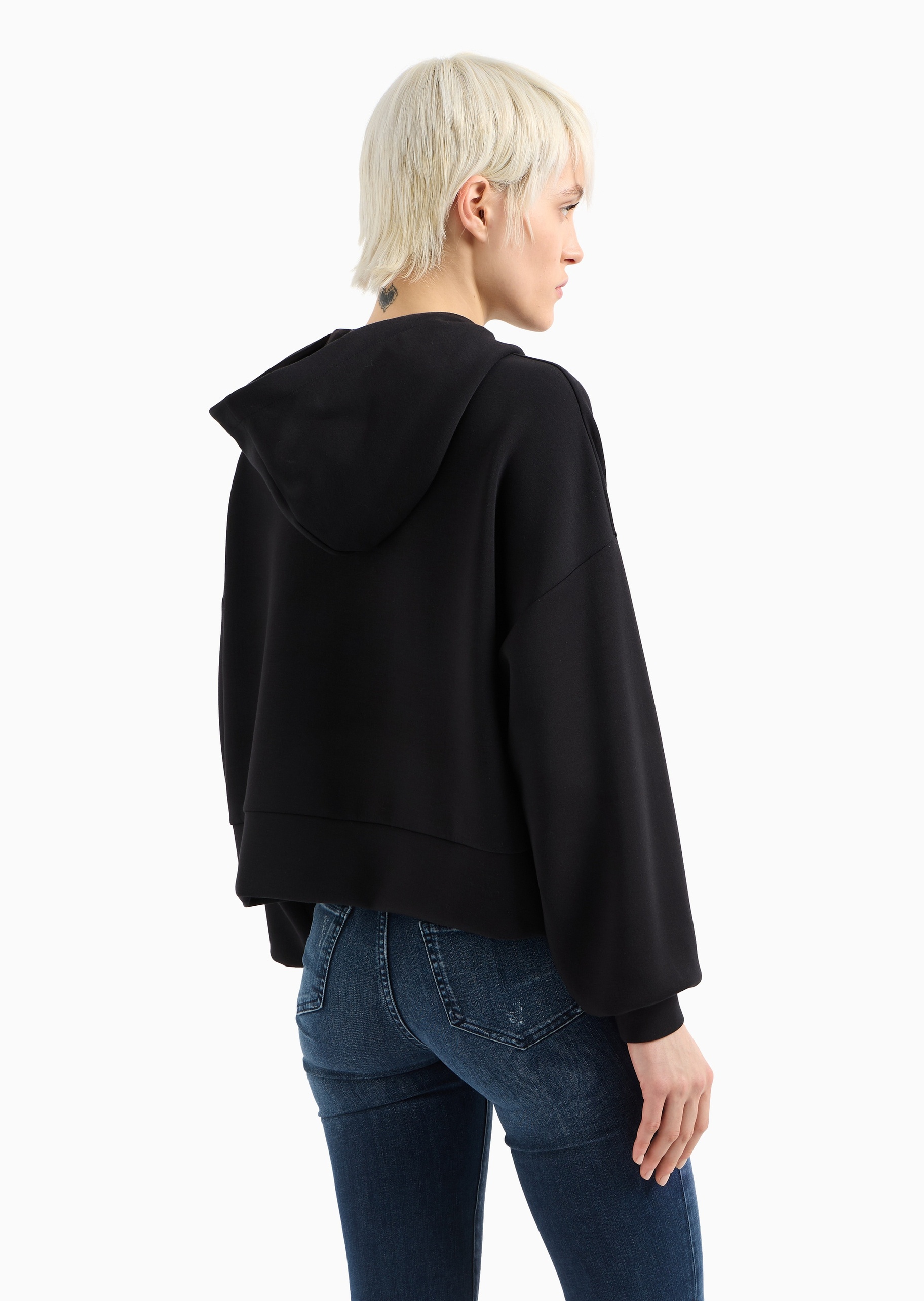 ARMANI EXCHANGE 女士弹力宽松长袖连帽落肩运动卫衣