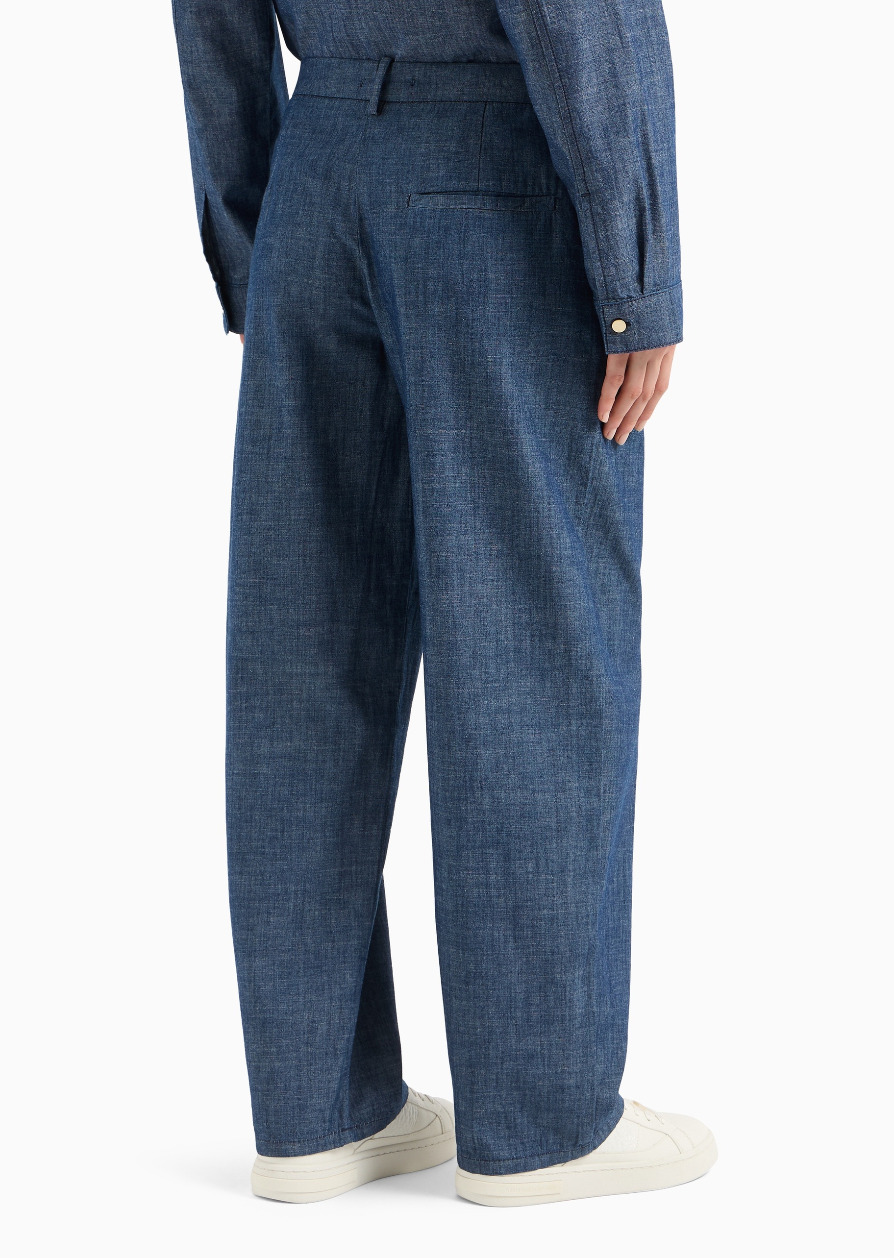 ARMANI EXCHANGE 女士全棉宽松高腰长款直筒牛仔裤