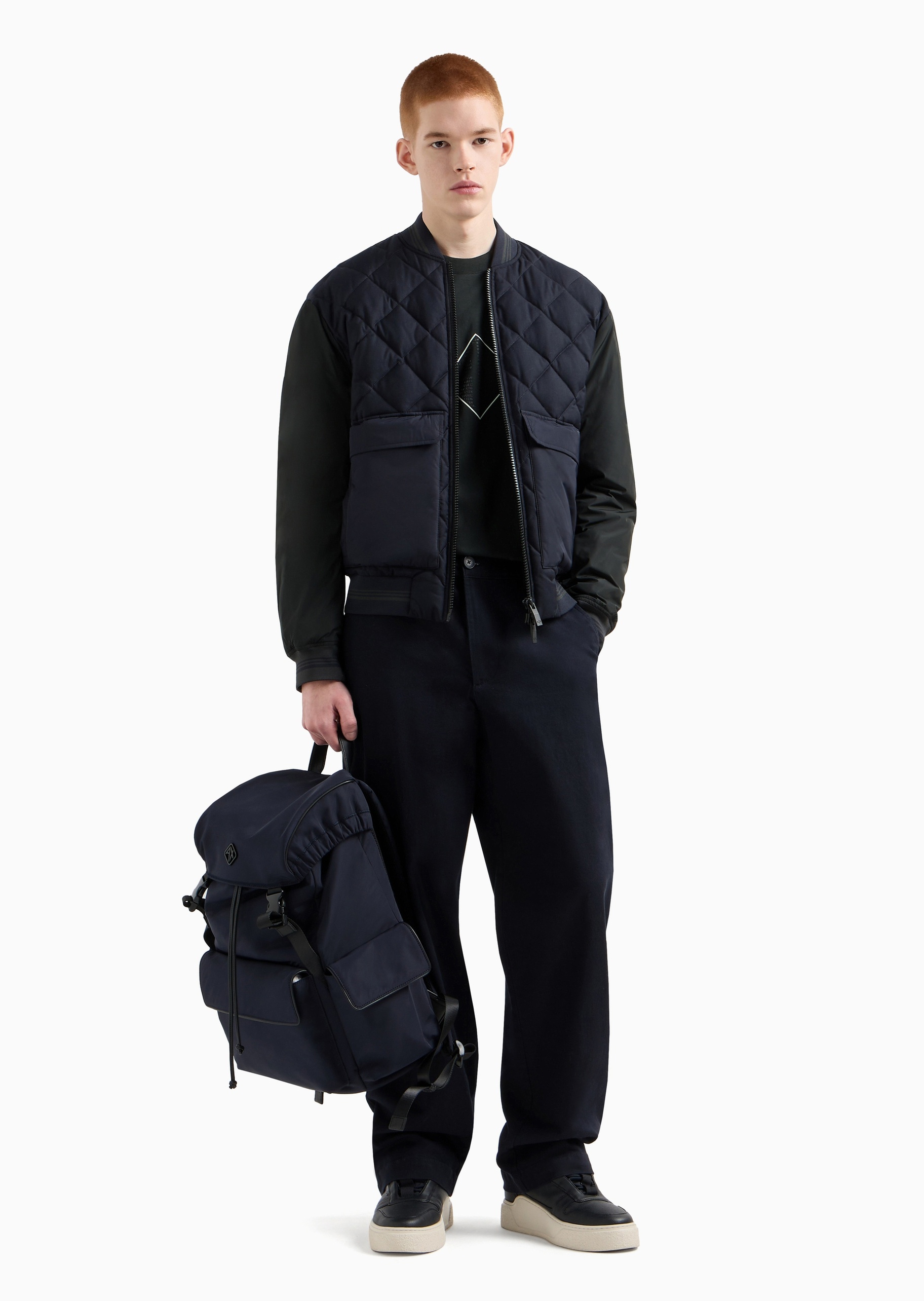 ARMANI EXCHANGE 男士全棉宽松短袖圆领印花休闲T恤