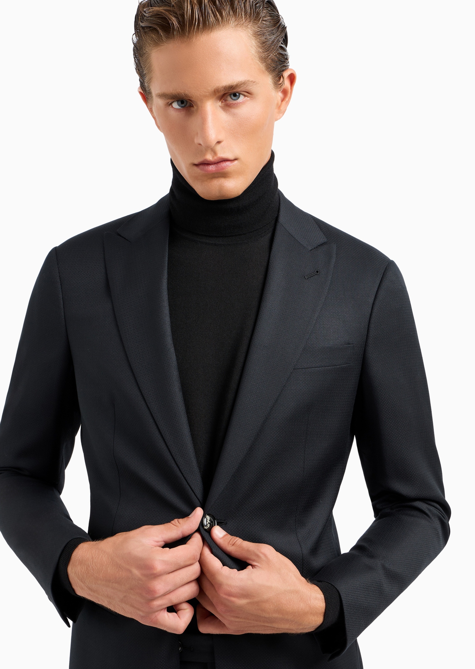 Giorgio Armani 男士全绵羊毛纯色商务风西装套装