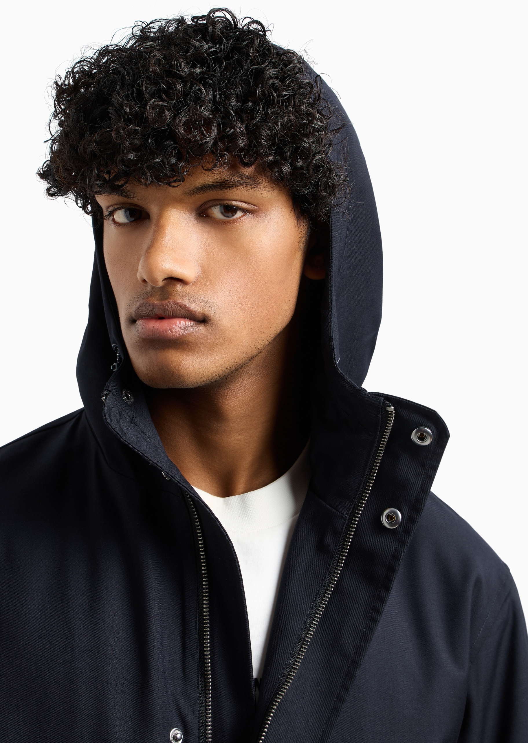 ARMANI EXCHANGE 男士合身长袖连帽翻盖口袋工装夹克