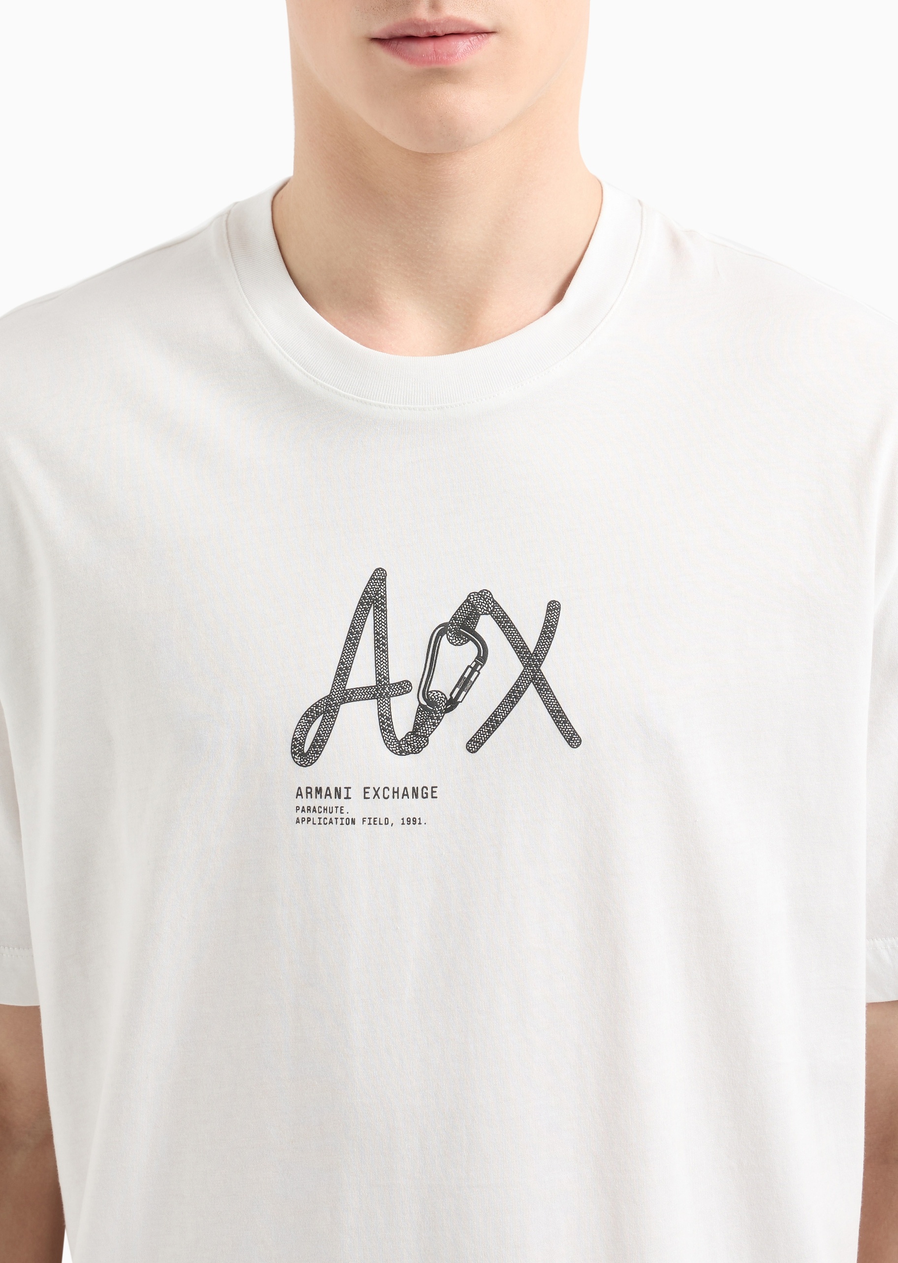 ARMANI EXCHANGE 男女同款全棉宽松短袖圆领落肩印花T恤