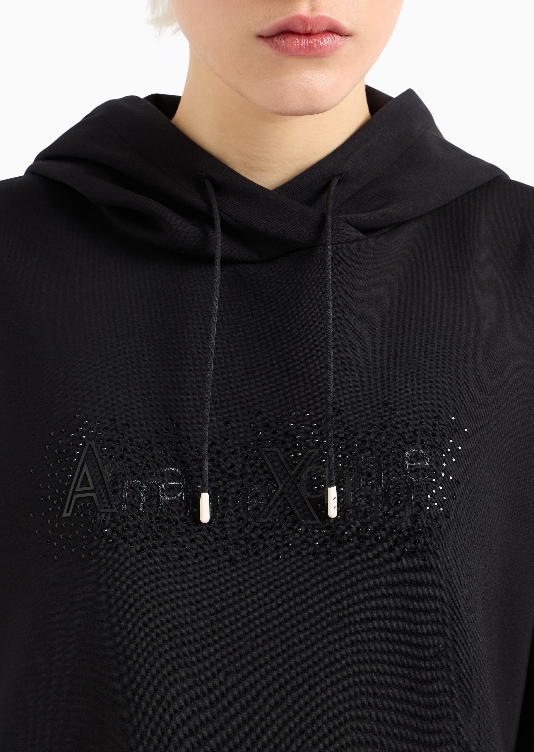 ARMANI EXCHANGE 女士弹力宽松长袖连帽落肩运动卫衣