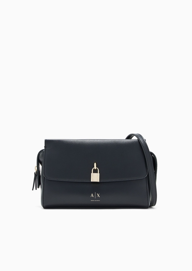 ARMANI EXCHANGE 女士拉链锁头挂饰休闲单肩邮差包