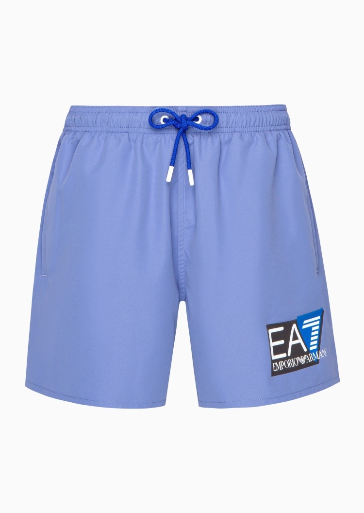 EA7 男士合身系带腰短款时尚游泳沙滩裤