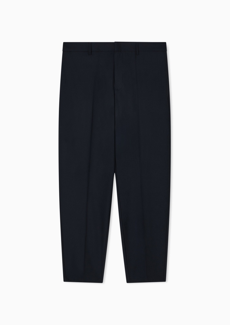 ARMANI EXCHANGE 男士宽松直筒老钱风黑色休闲西装长裤