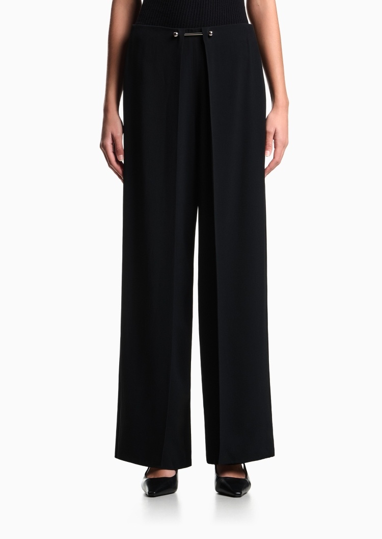 Emporio Armani 女士阔腿宽松直筒垂感休闲老钱风西装裤