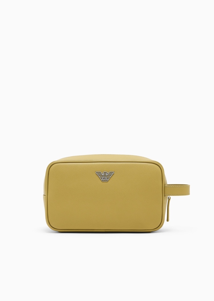 Emporio Armani 男士拉链十字纹镂空鹰标商务手拿包