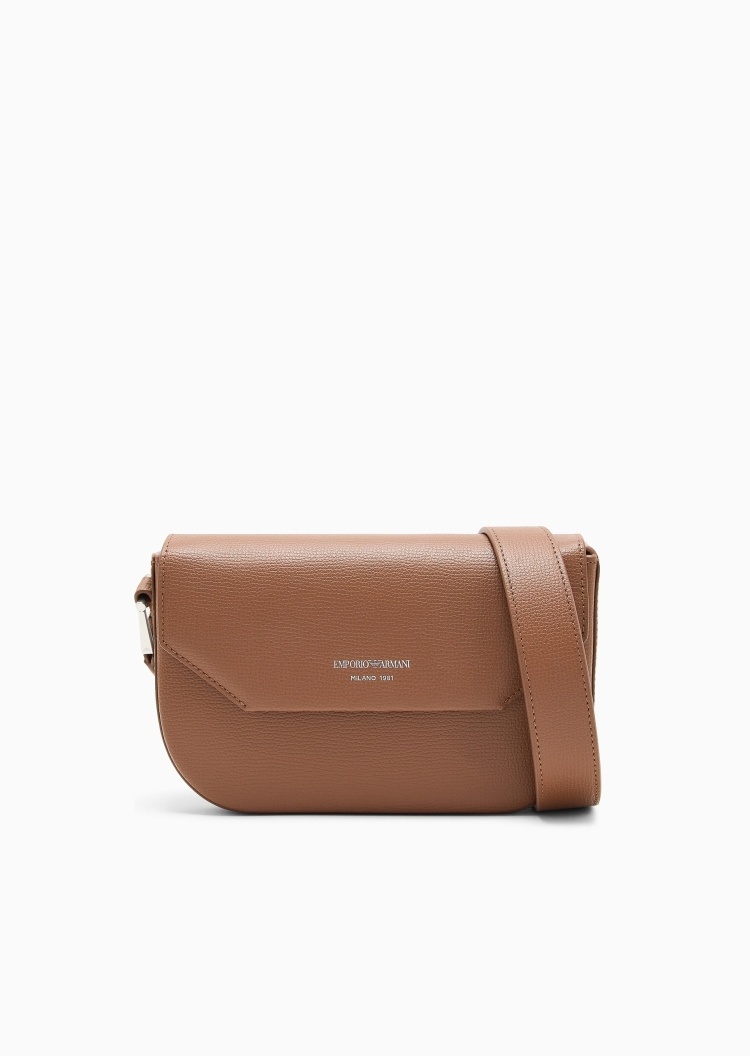 Emporio Armani 女士荔枝纹迷你方形翻盖斜挎单肩托特包