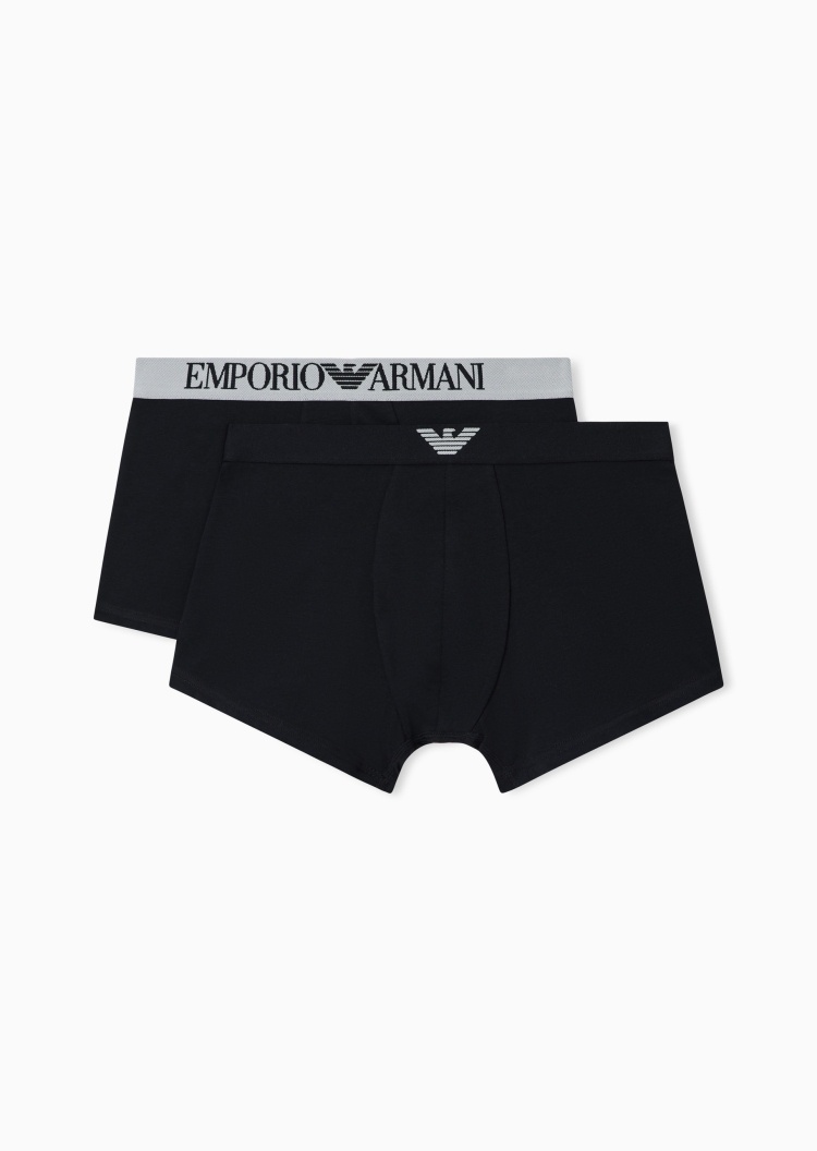 Emporio Armani 男士弹力平角两条装提花饰边内裤套装