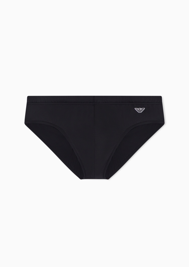 Emporio Armani 男士弹力松紧腰三角刺绣鹰标泳裤