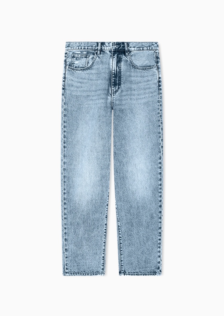 ARMANI EXCHANGE 男士纯棉宽松中腰长款直筒牛仔裤