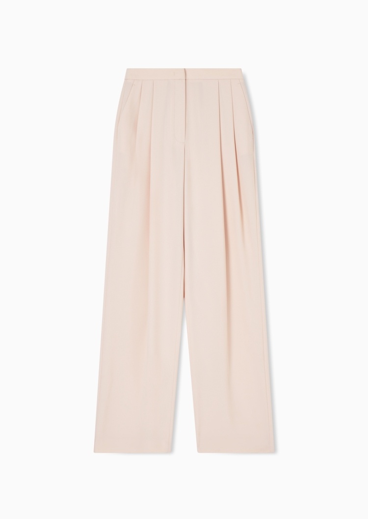 Emporio Armani 女士宽松长款直筒商务纯色休闲裤