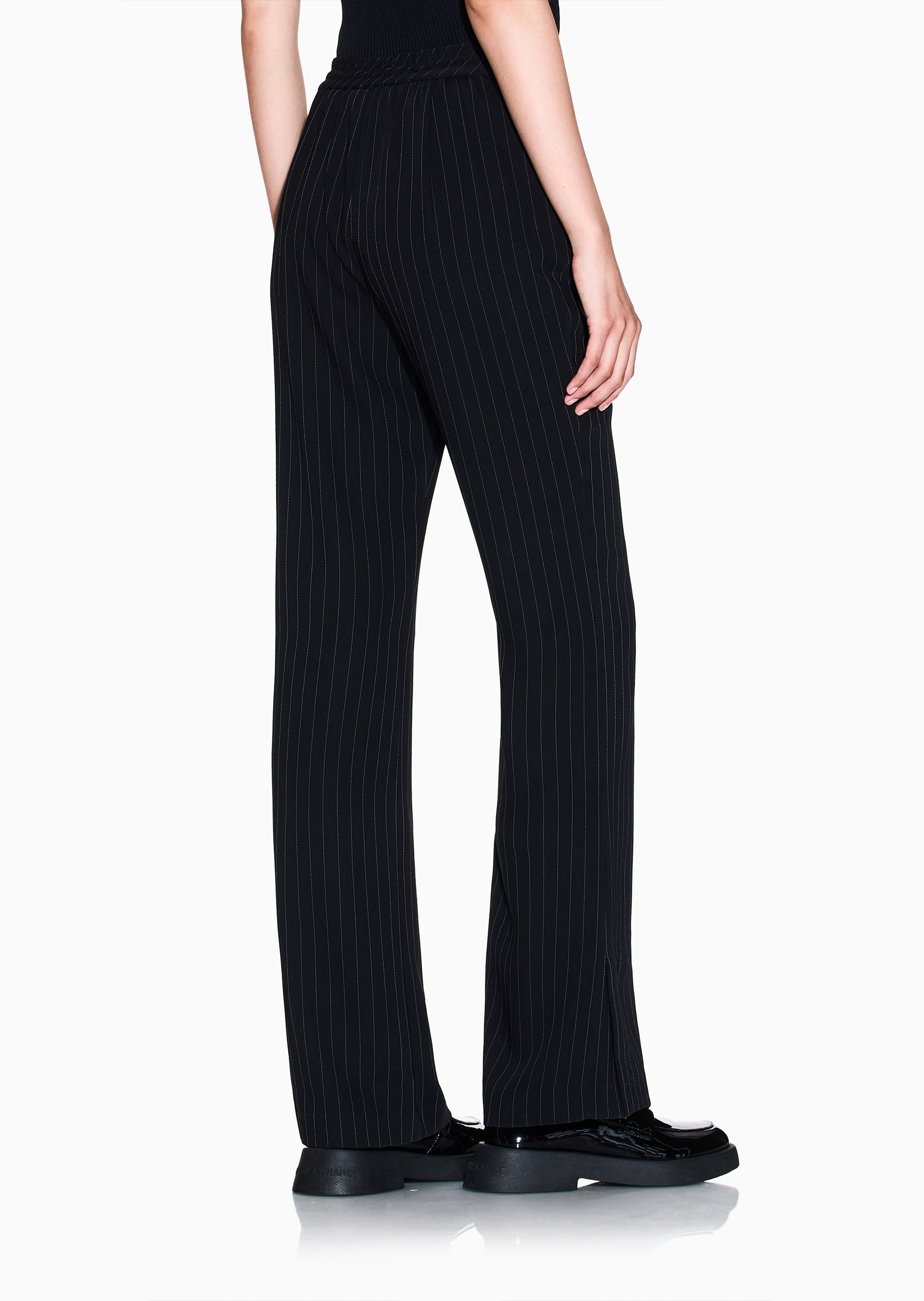 ARMANI EXCHANGE 女士修身长款直筒通体条纹时尚优雅休闲裤