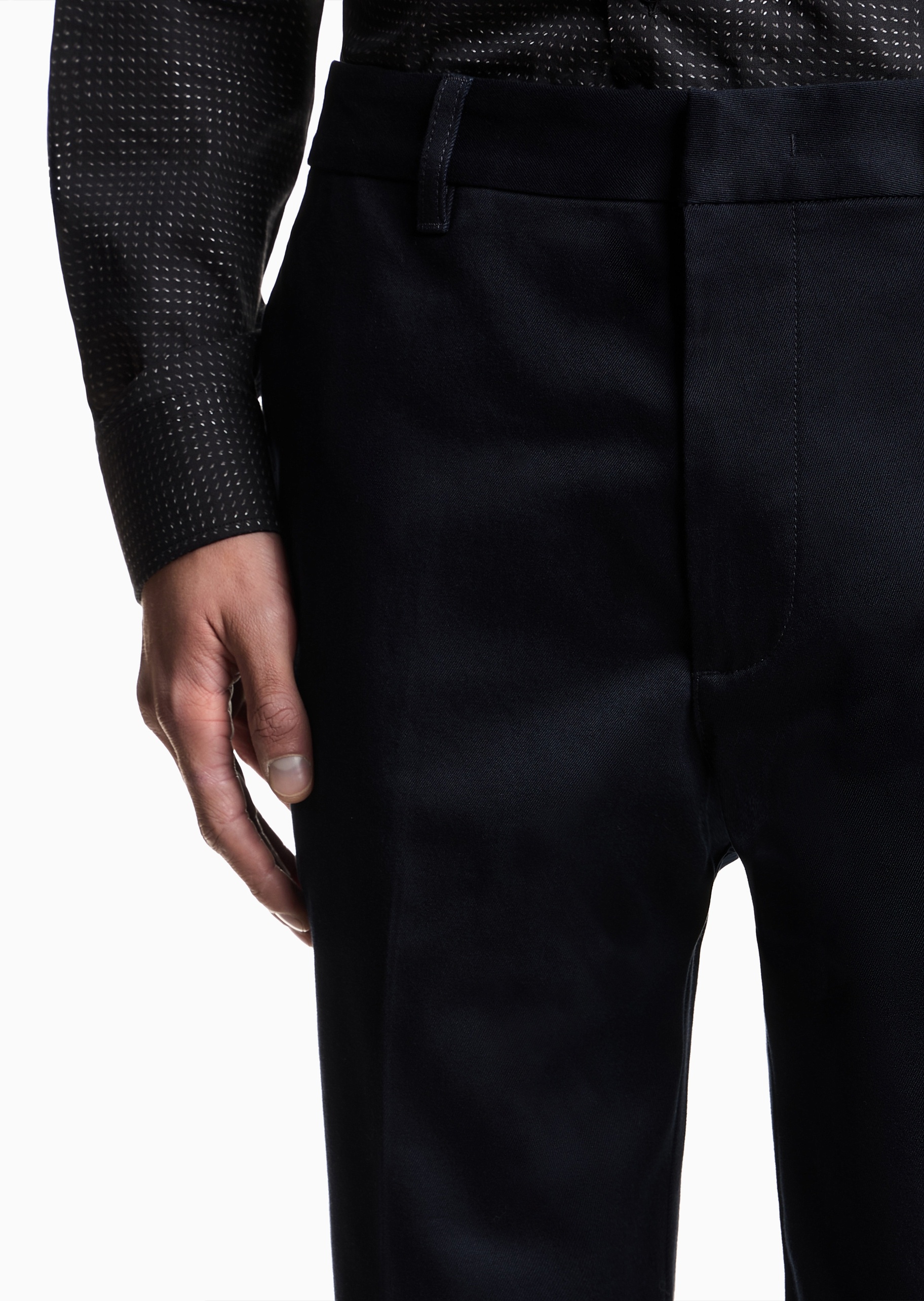 Emporio Armani 男士纯棉微弹合身长款直筒商务休闲裤