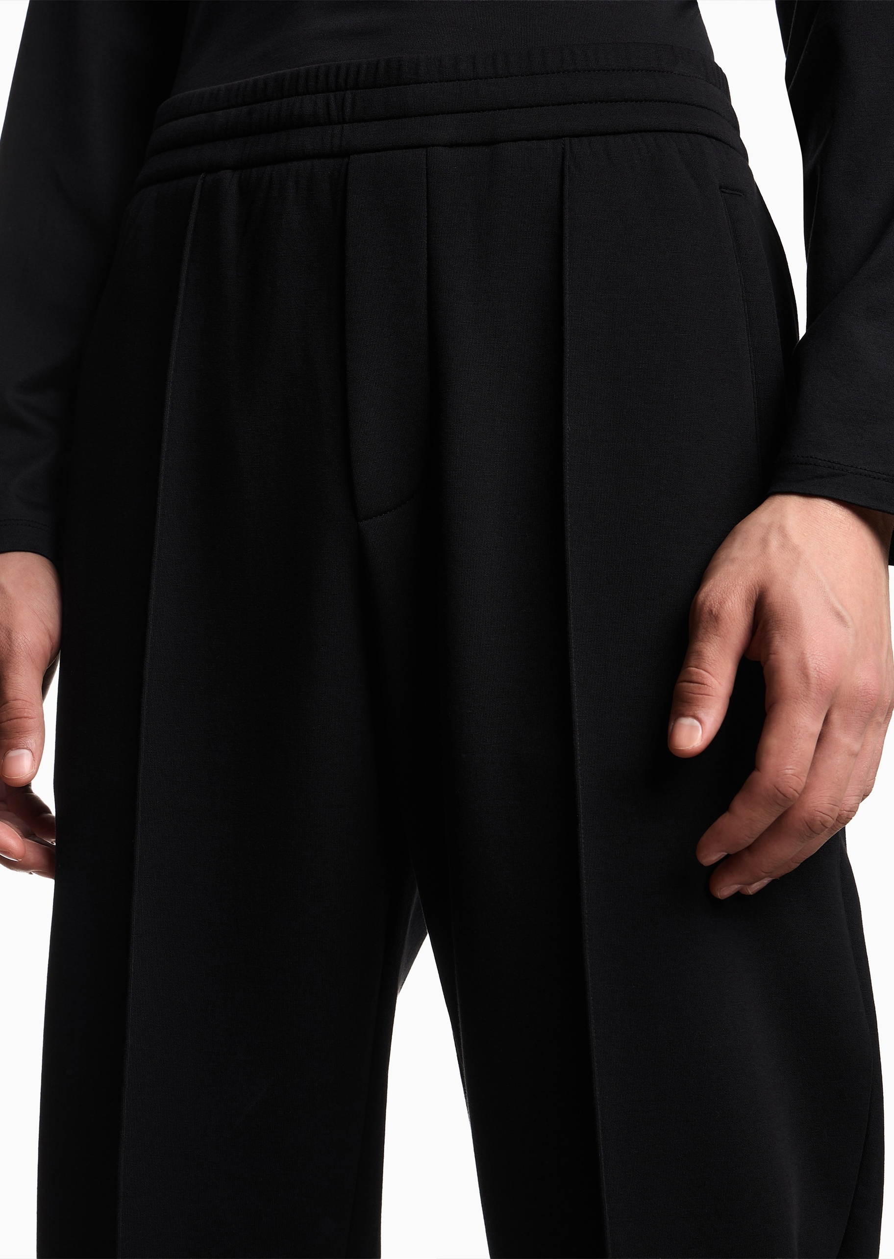 Emporio Armani 男士弹力宽松长款锥形束脚纯色卫裤