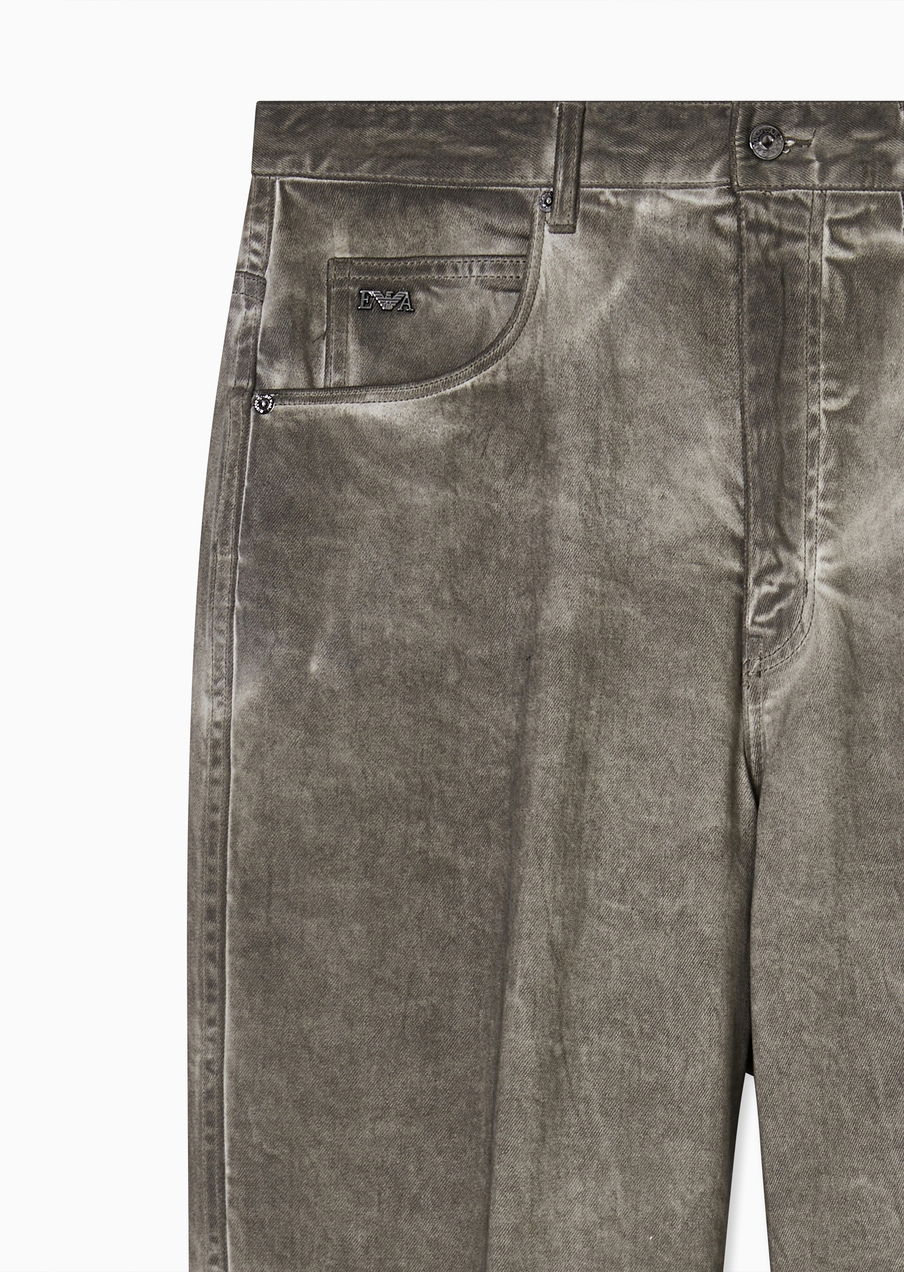 Emporio Armani 男士纯棉微弹宽松长款直筒复古牛仔裤