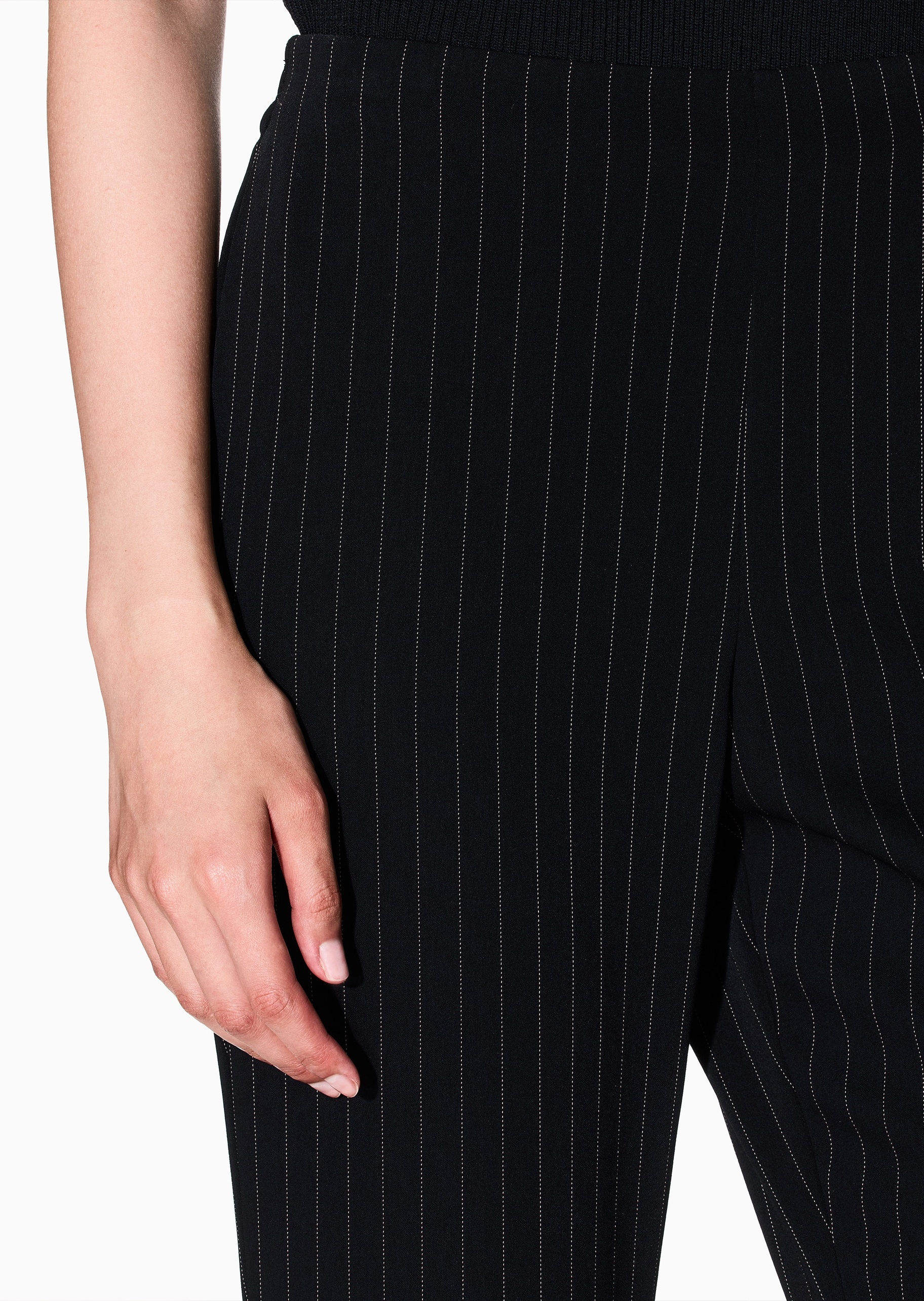 ARMANI EXCHANGE 女士修身长款直筒通体条纹时尚优雅休闲裤