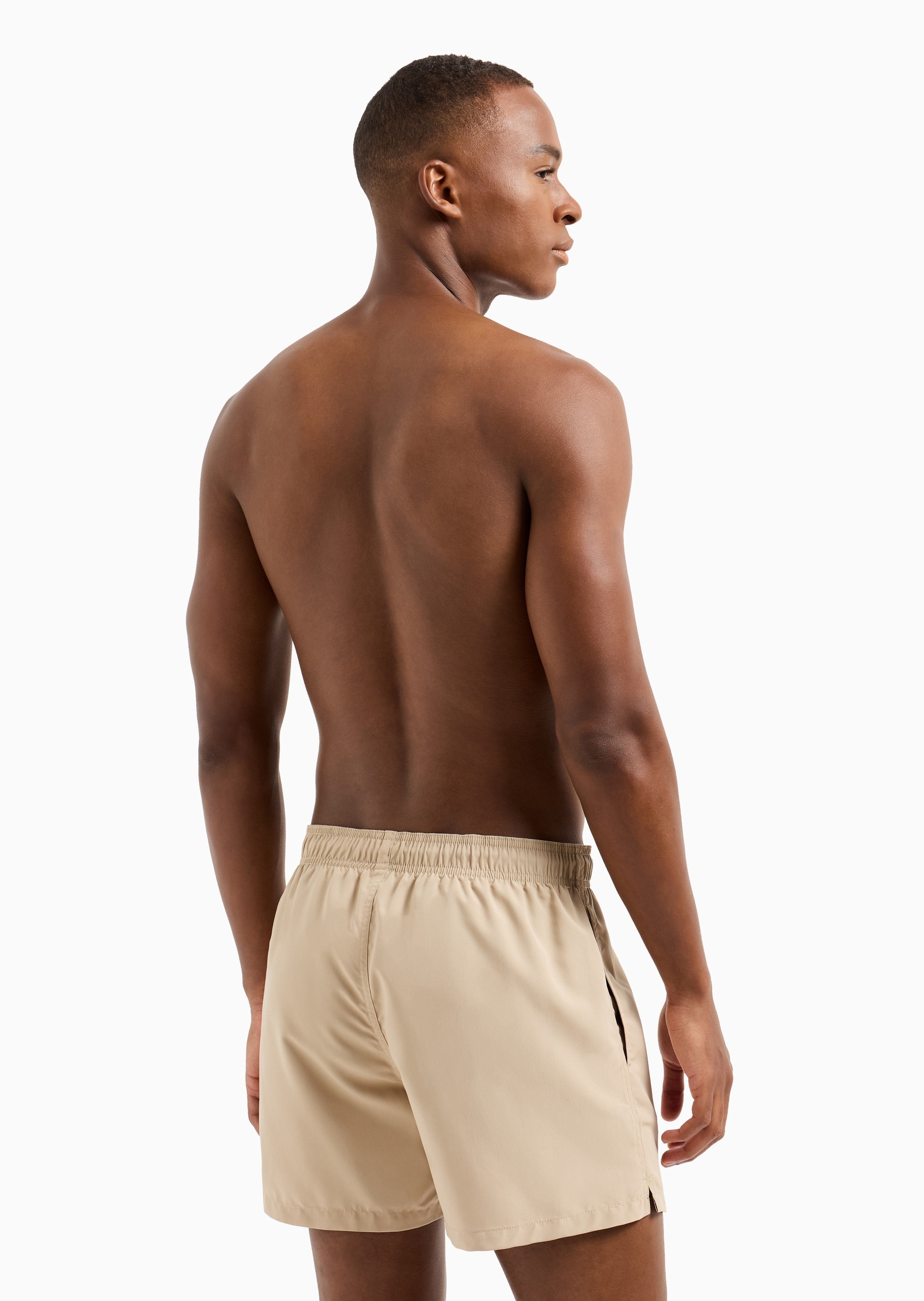 Emporio Armani 男士松紧系带短款波状鹰标刺绣沙滩裤