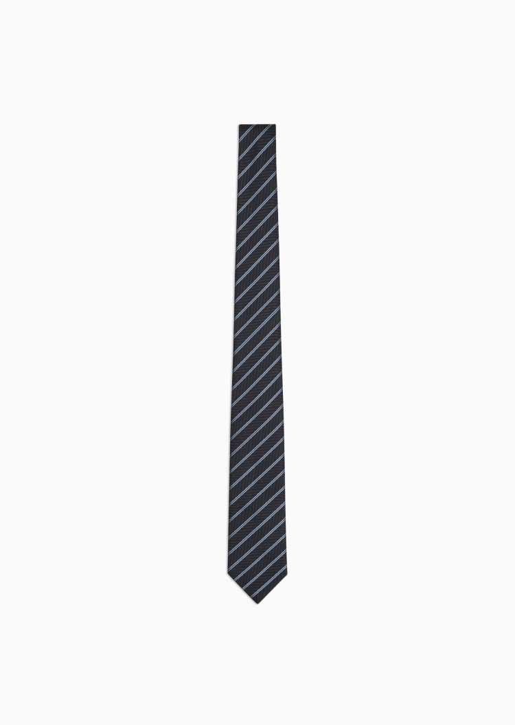 Giorgio Armani 男士桑蚕丝手打箭头型斜条纹休闲领带
