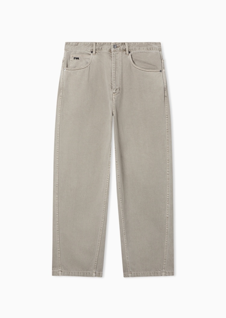 Emporio Armani 男士宽松复古纯绵长款高腰牛仔裤