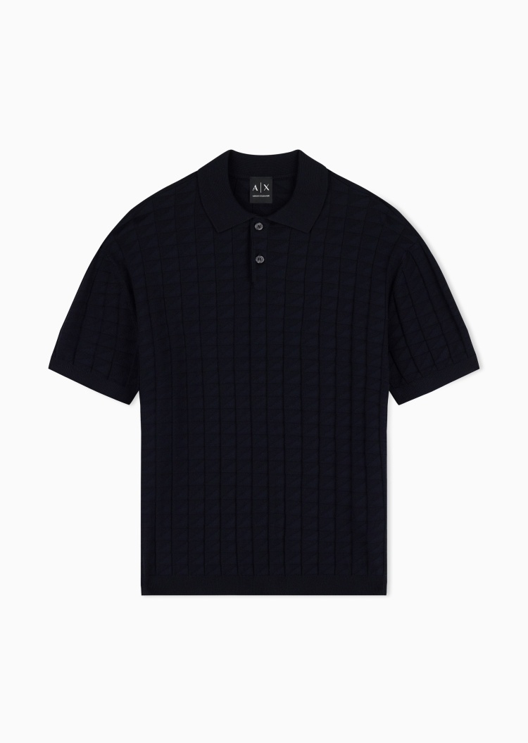 ARMANI EXCHANGE 男士混纺Polo领短袖套头针织衫