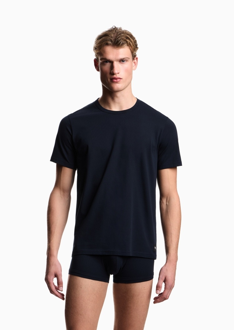 Emporio Armani 男士纯棉弹力短袖圆领两件装家居T恤套装