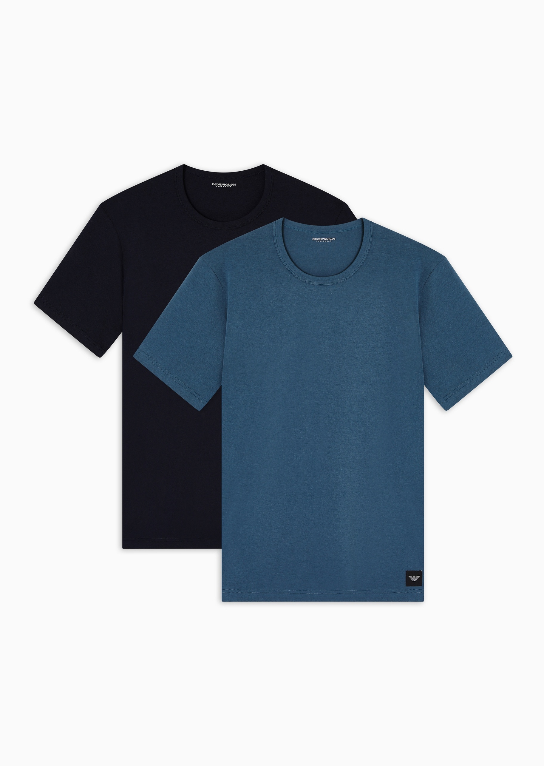 Emporio Armani 男士纯棉弹力短袖圆领两件装家居T恤套装