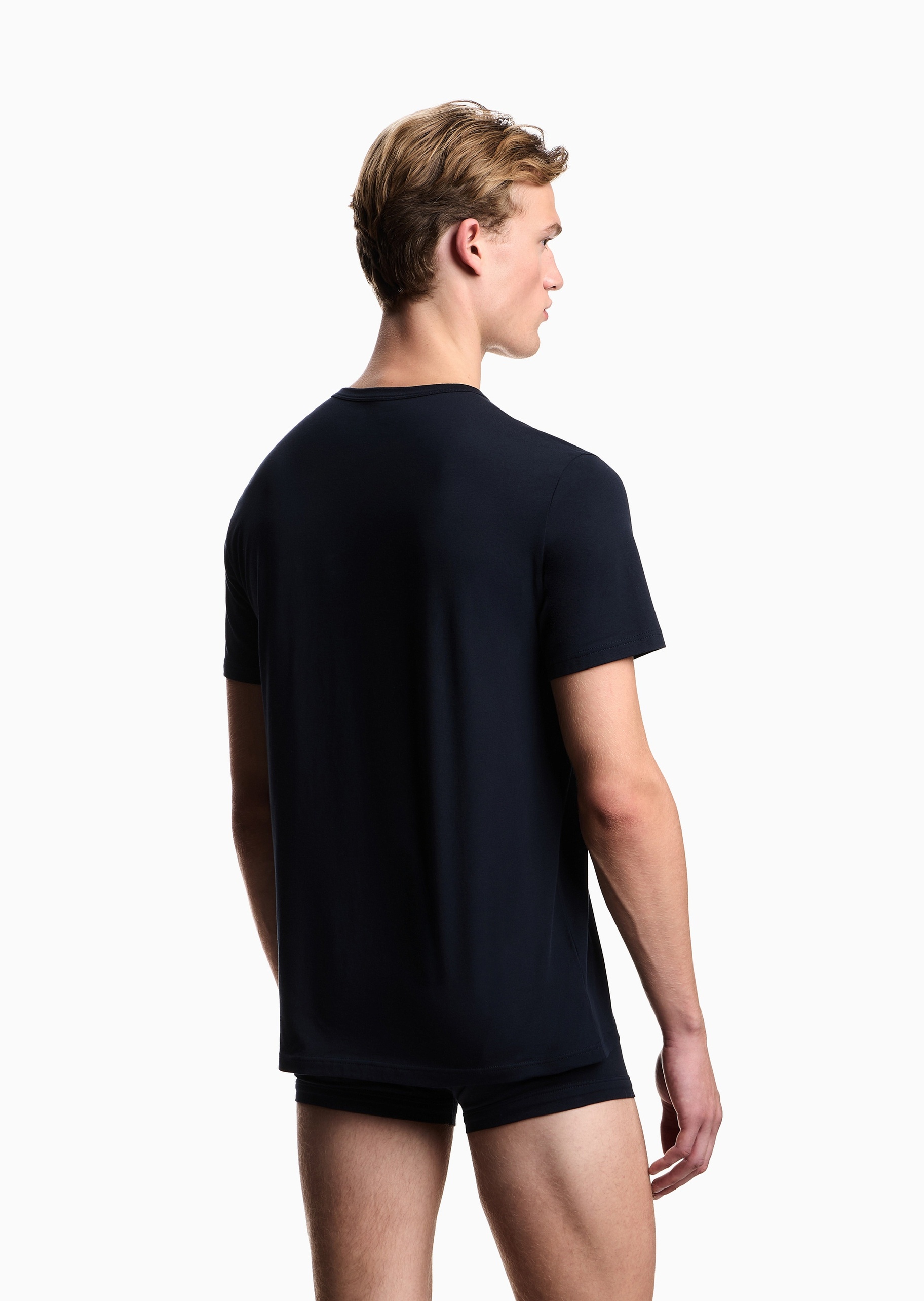 Emporio Armani 男士纯棉弹力短袖圆领两件装家居T恤套装