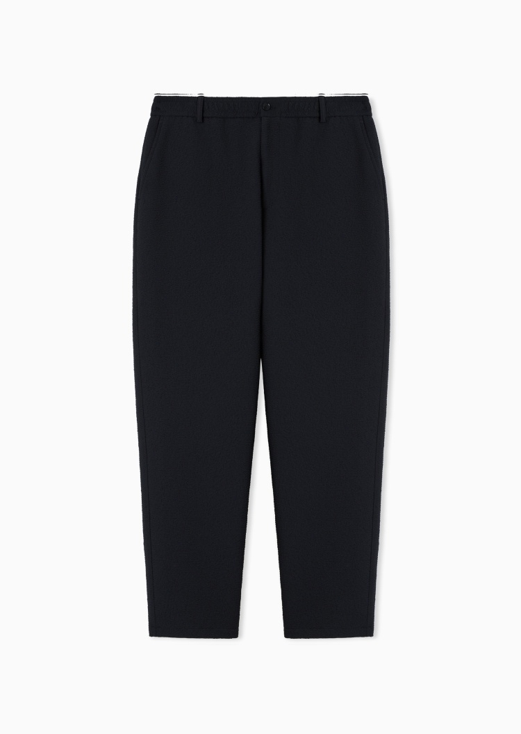 Emporio Armani 男士肌理感宽松直筒商务长款休闲裤