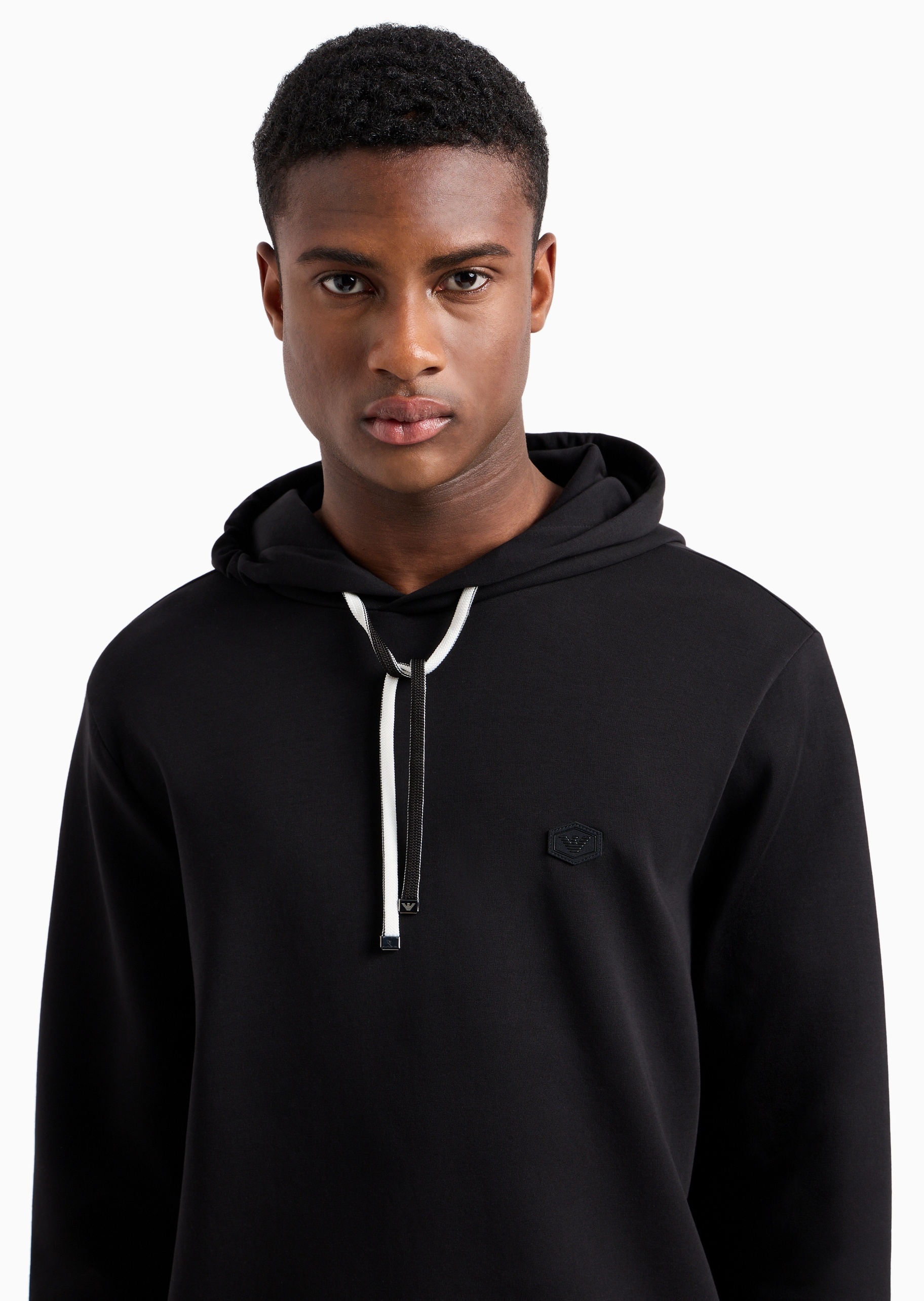 Emporio Armani 男士弹力棉落肩运动风休闲通勤套头连帽卫衣