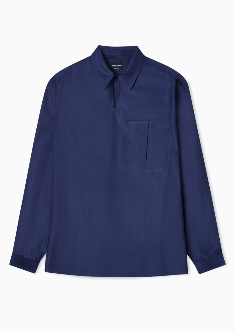 Giorgio Armani 男士长袖翻领纯色简约休闲时尚衬衫