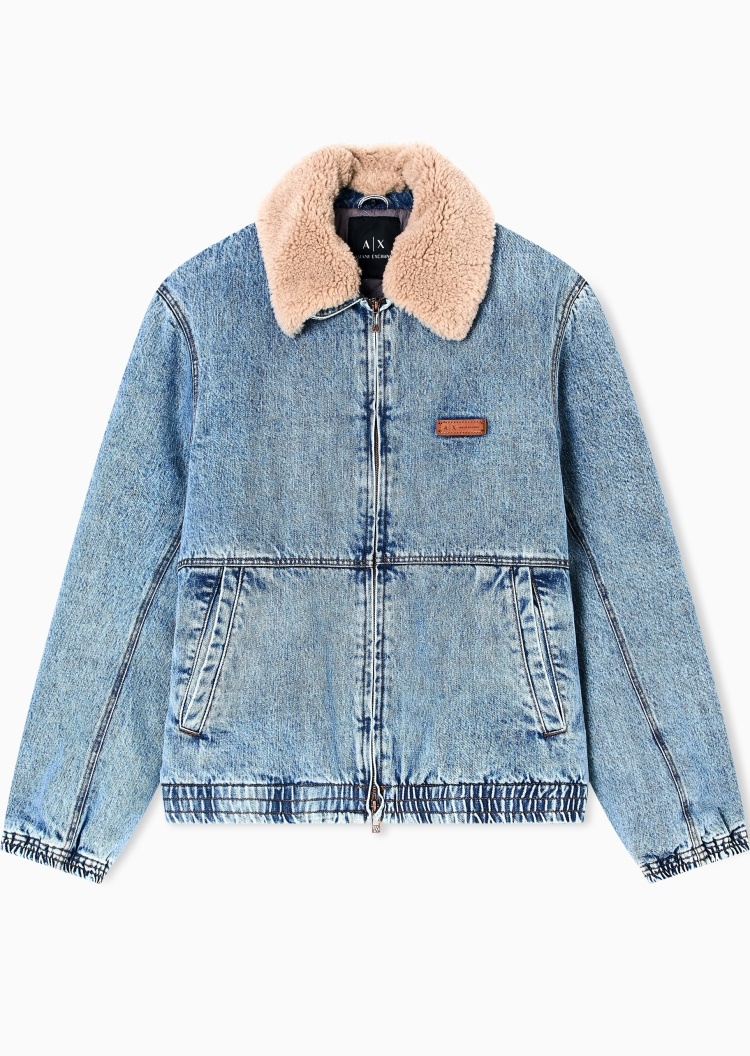 ARMANI EXCHANGE 男士纯棉短款翻领拉链门襟前卫棉服