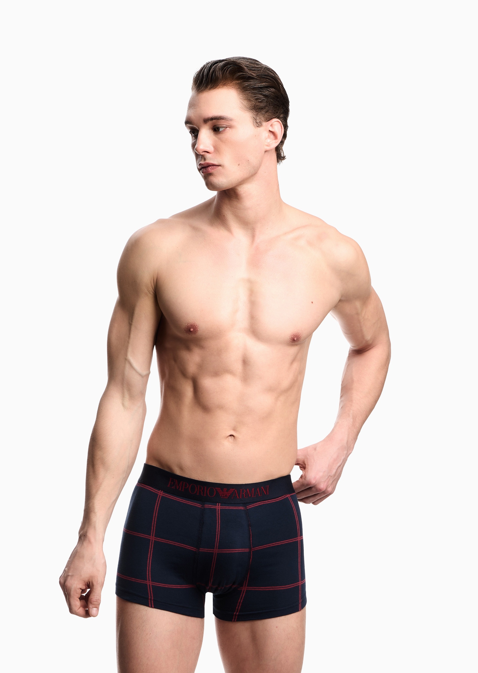 Emporio Armani 男士中筒袜子平角内裤格纹礼物轻奢家居套装