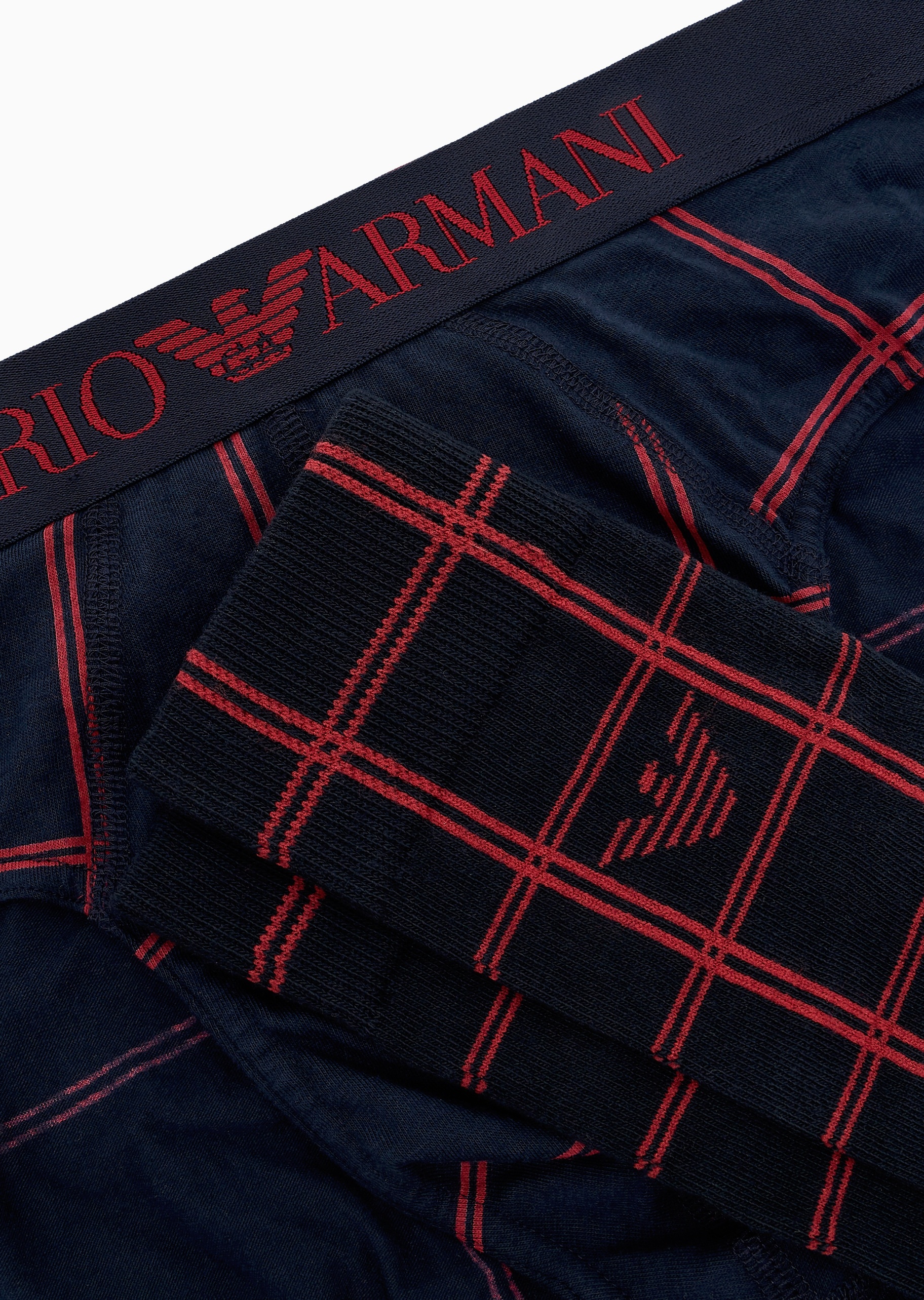 Emporio Armani 男士中筒袜子三角内裤格纹礼物轻奢家居套装