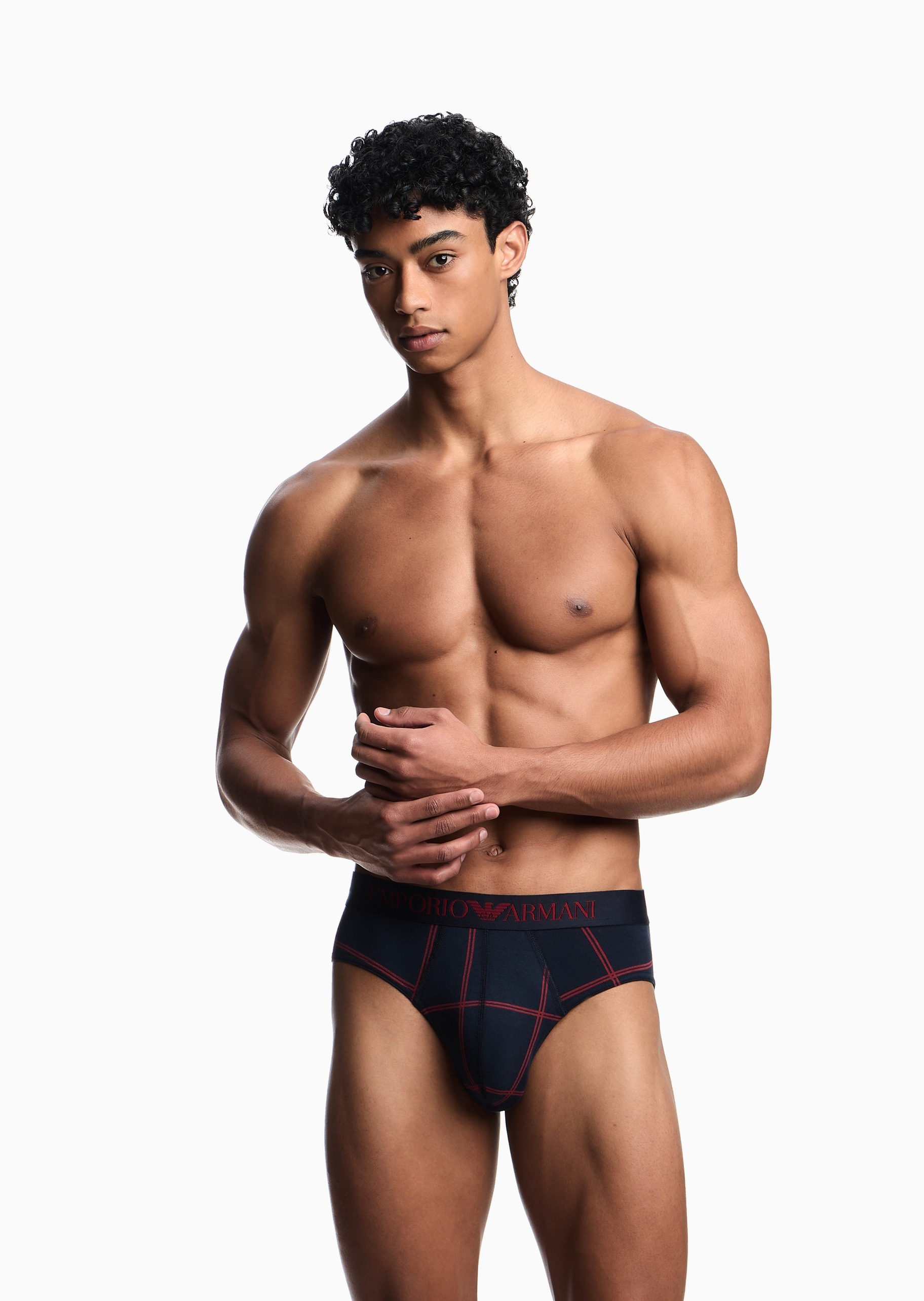 Emporio Armani 男士中筒袜子三角内裤格纹礼物轻奢家居套装