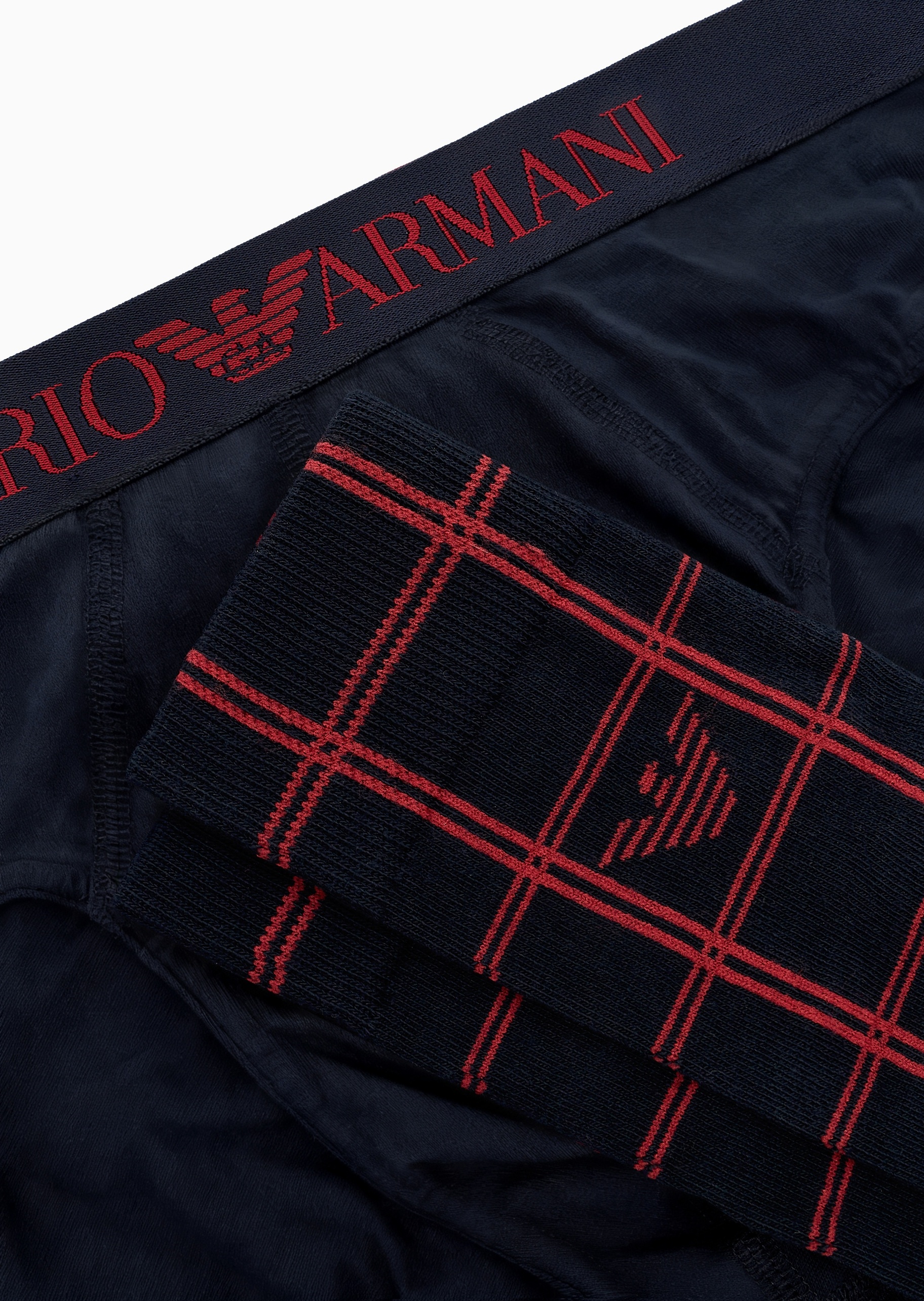 Emporio Armani 男士中筒袜子三角内裤格纹礼物轻奢家居套装