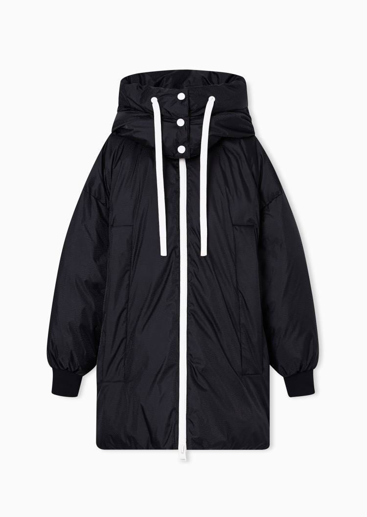 ARMANI EXCHANGE 女士长袖连帽落肩撞色拉链门襟棉服