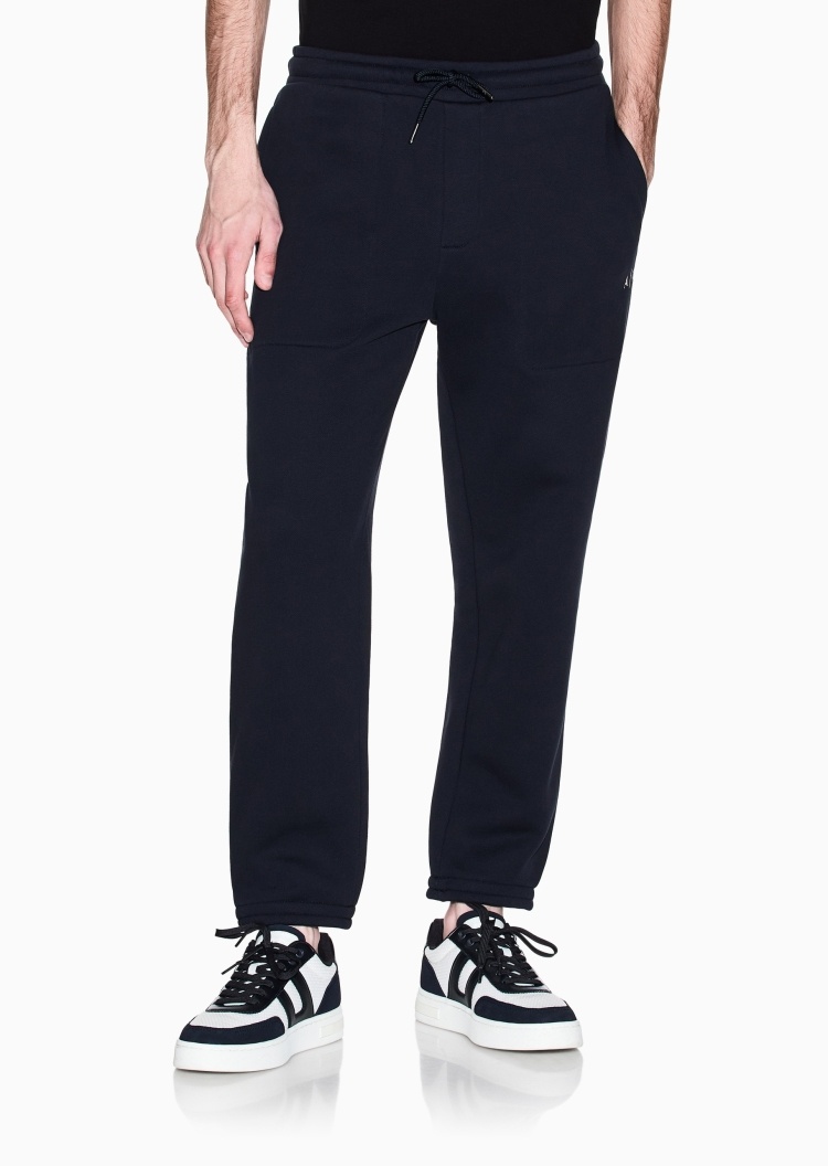 ARMANI EXCHANGE 男士纯棉合身长裤直筒刺绣运动卫裤